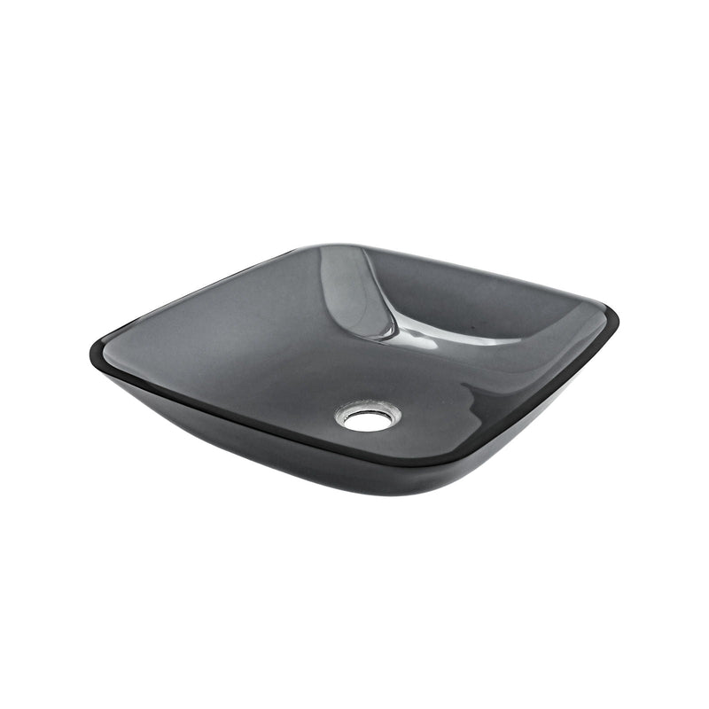 Square Vessel Sink For Bathroom, Above Counter Design With Pop Up Drain, Smooth Rounded Edges - Gray by HouseOfZazla