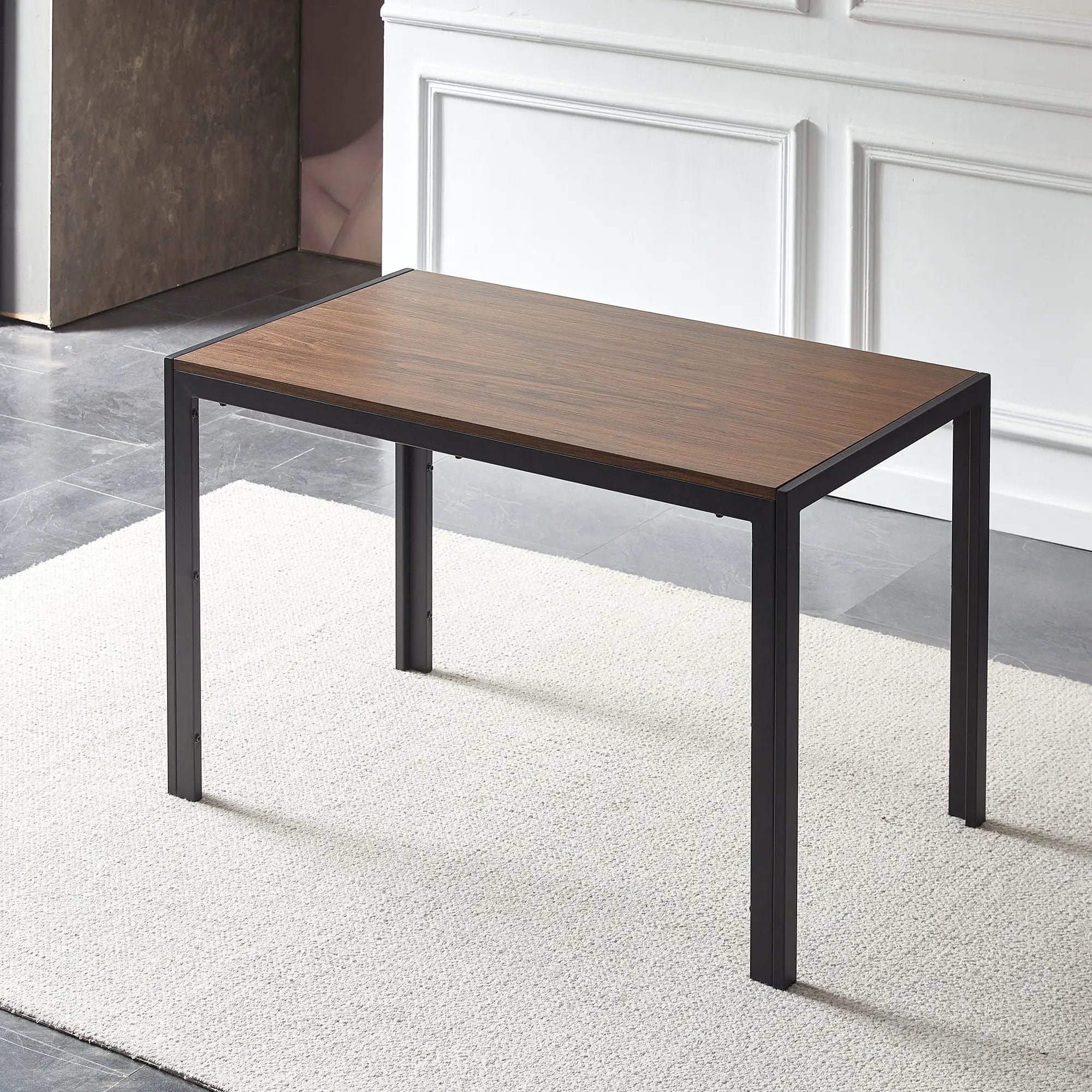Creative Design Veneered MDF Wood Structure Rectangular Walnut Dining Table - Walnut by HouseOfZazla
