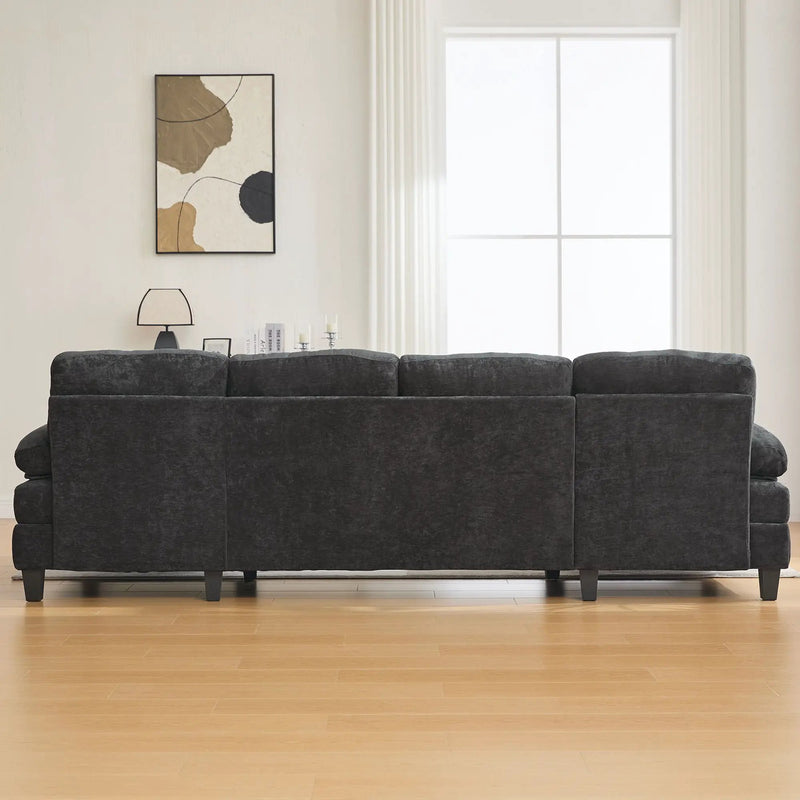 U-Shaped Sectional Sofa 103.5" Fabric Couch With Dual Chaise Lounges, Storage Pockets, Armrest Pillows by HouseOfZazla