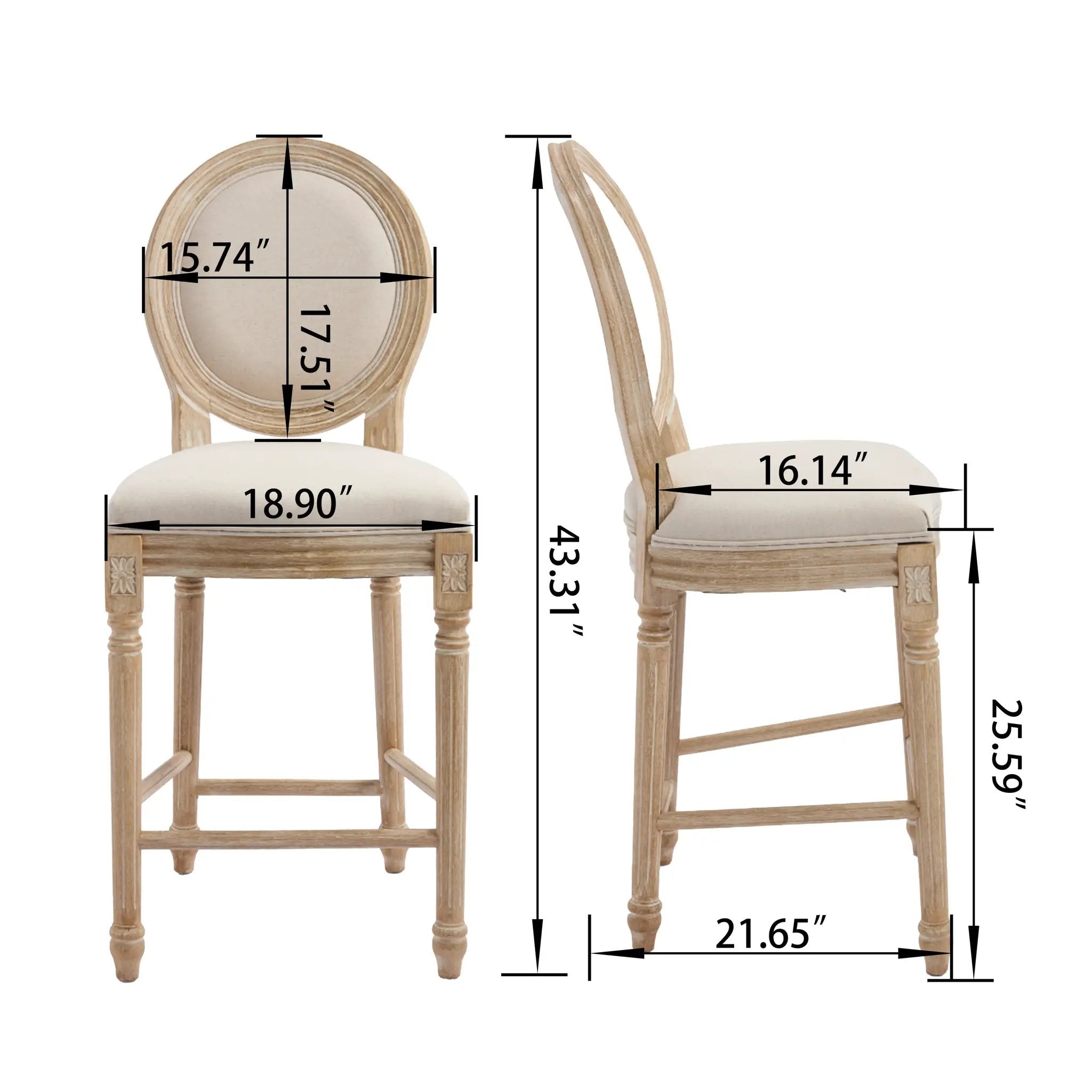 French Country 26'' Height Bar Chairs Set of 2 by HouseOfZazla