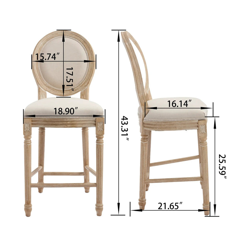 French Country 26'' Height Bar Chairs Set of 2 by HouseOfZazla