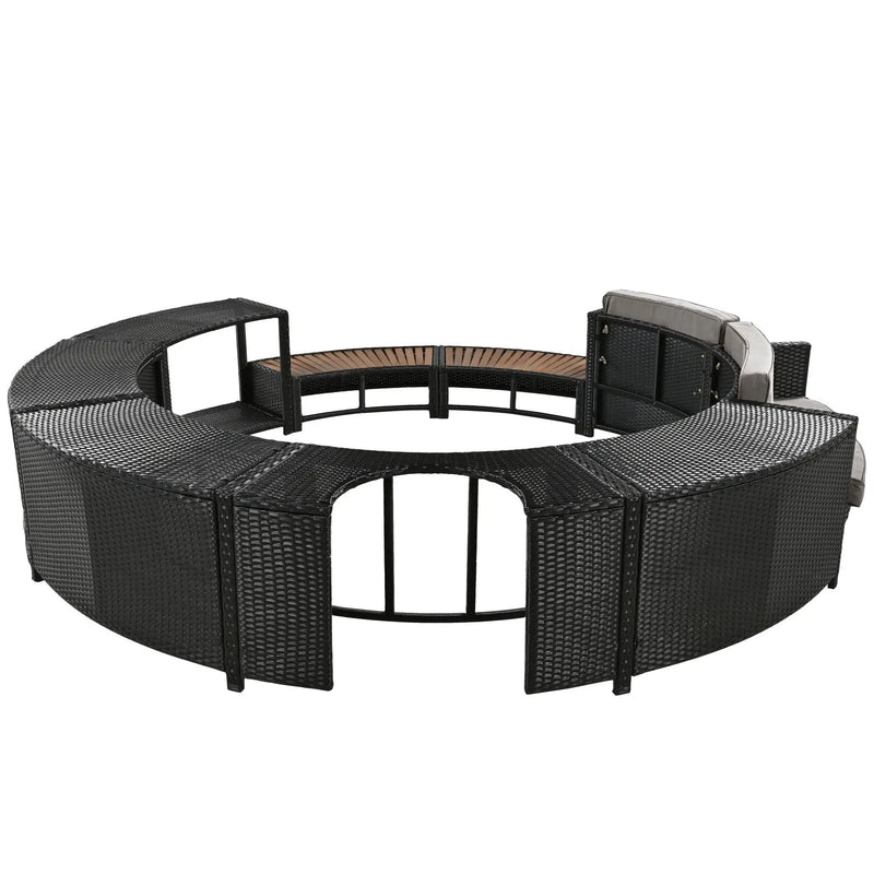 Spa Surround Spa Frame Patio Rattan Sofa Set With Storage Spaces, Mini Sofa And Comfortable Cushion For Patio, Backyard by HouseOfZazla