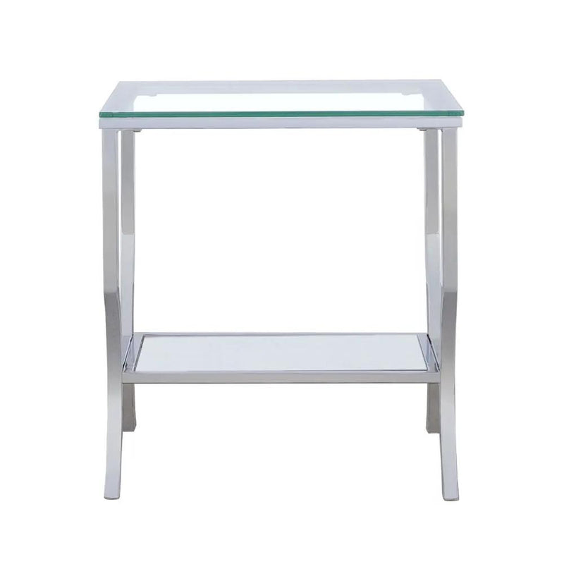 Saide Square Glass Top Side End Table Chrome by Unique Piece Furniture