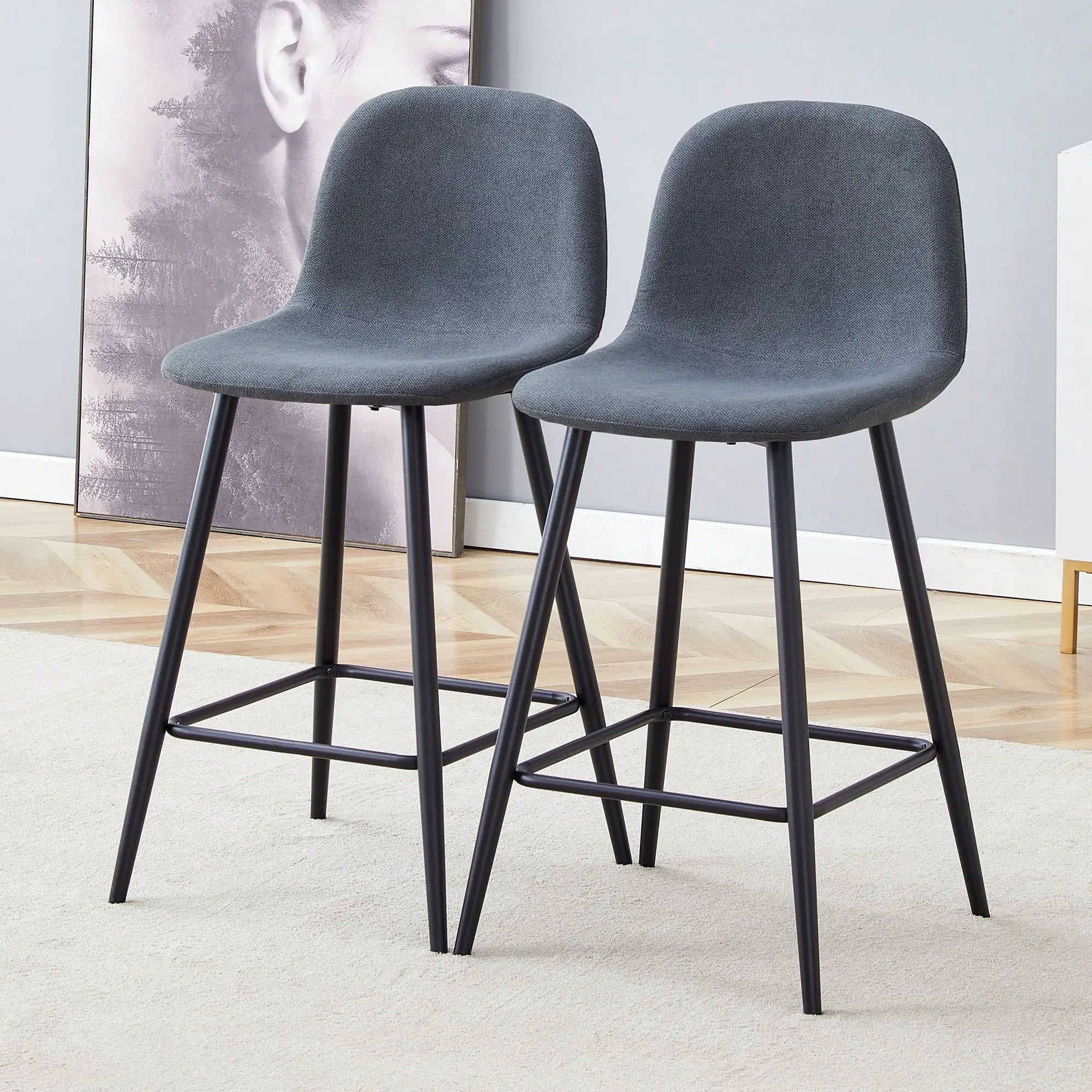 Modern Bar Chair Rounded Backrest (Set of 2) by Unique Piece Furniture
