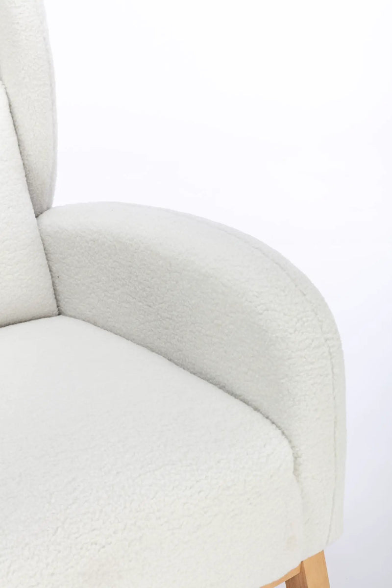 Teddy Fabric Rocking Chair With Packet Wood Legs - Ivory by HouseOfZazla