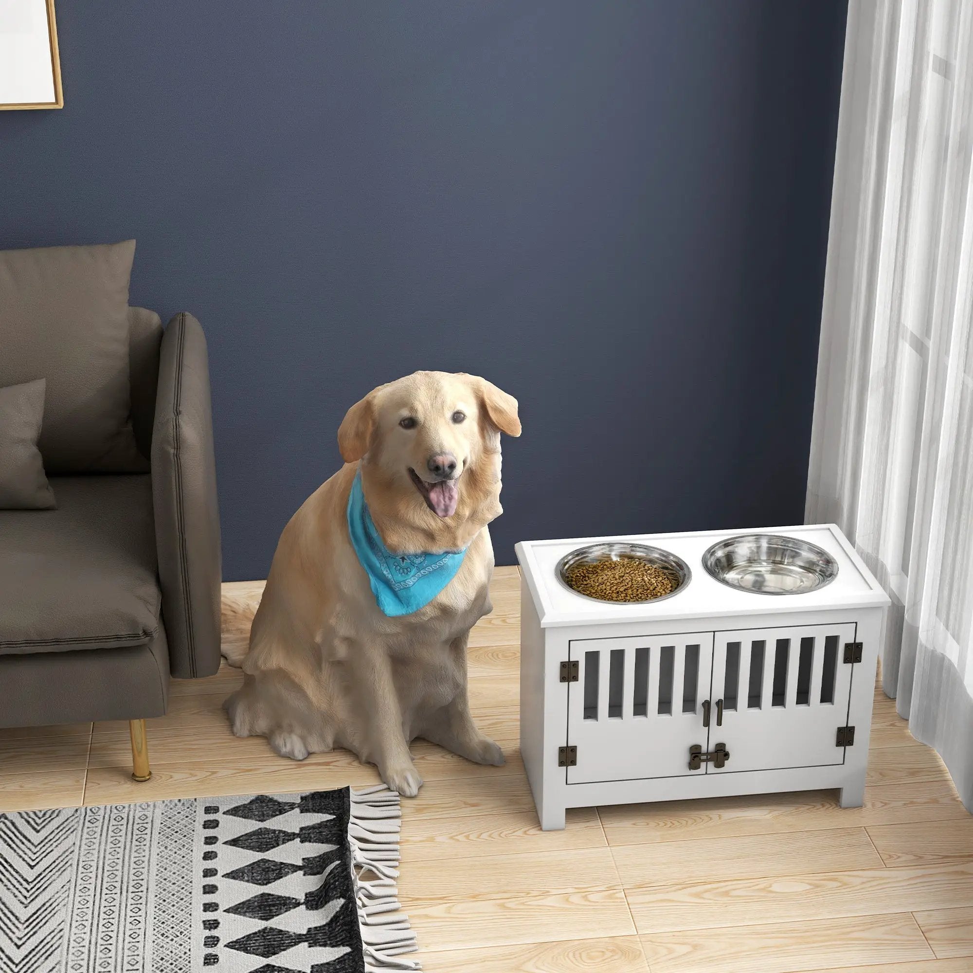 PawHut Large Elevated Dog Bowls with Storage Cabinet by HouseOfZazla