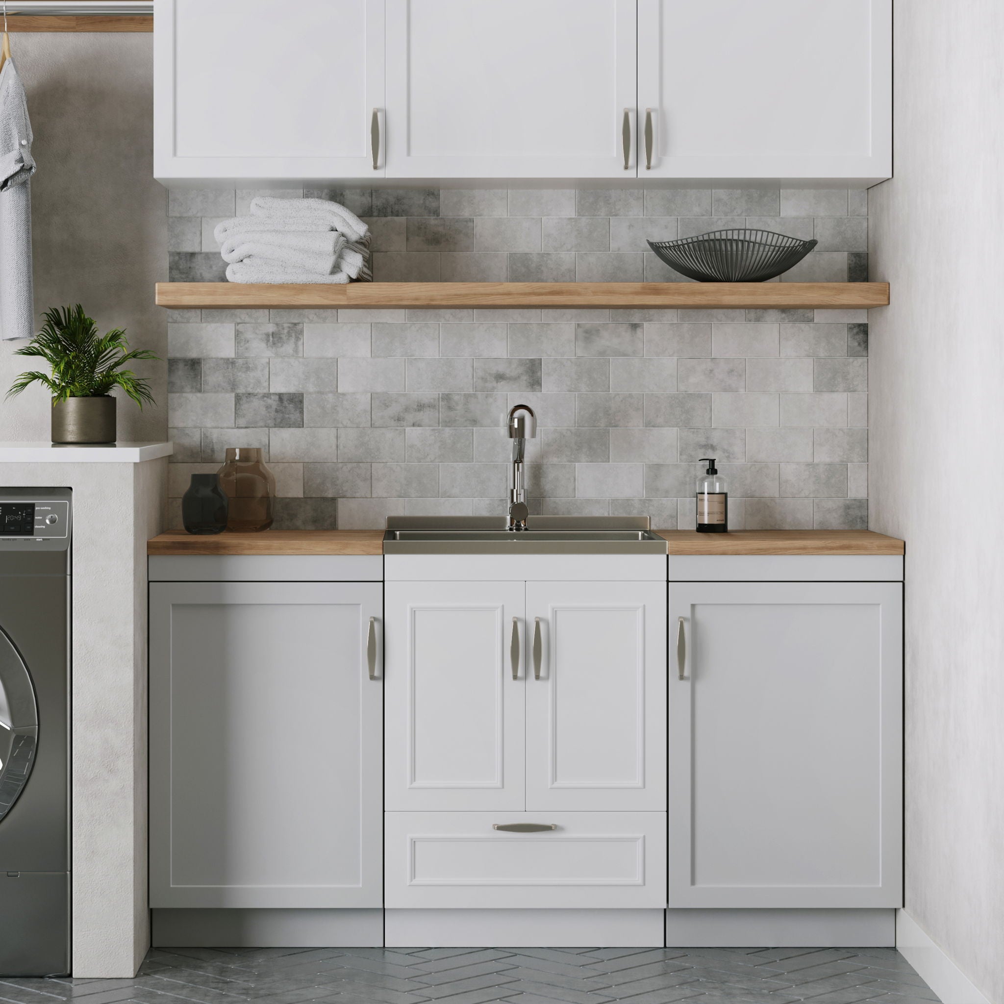 Cardinal - Laundry Cabinet With Faucet And Sink - White - Wood by HouseOfZazla