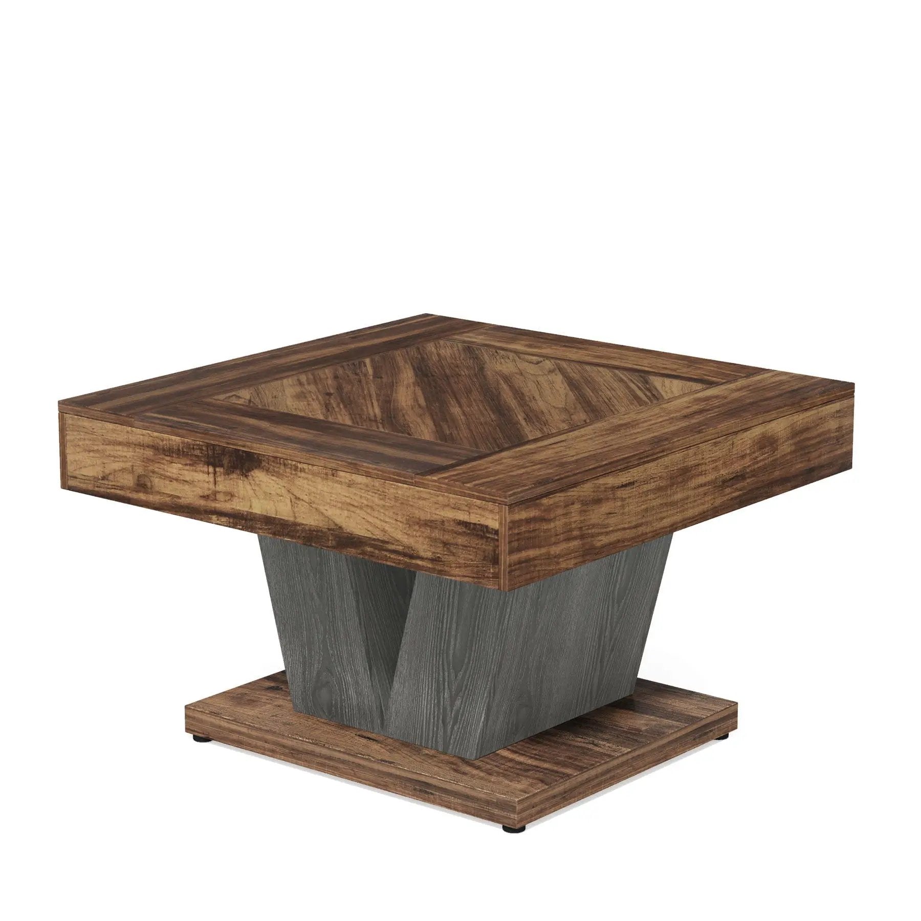 Square Coffee Table With Crisscross Base - Brown / Black by HouseOfZazla