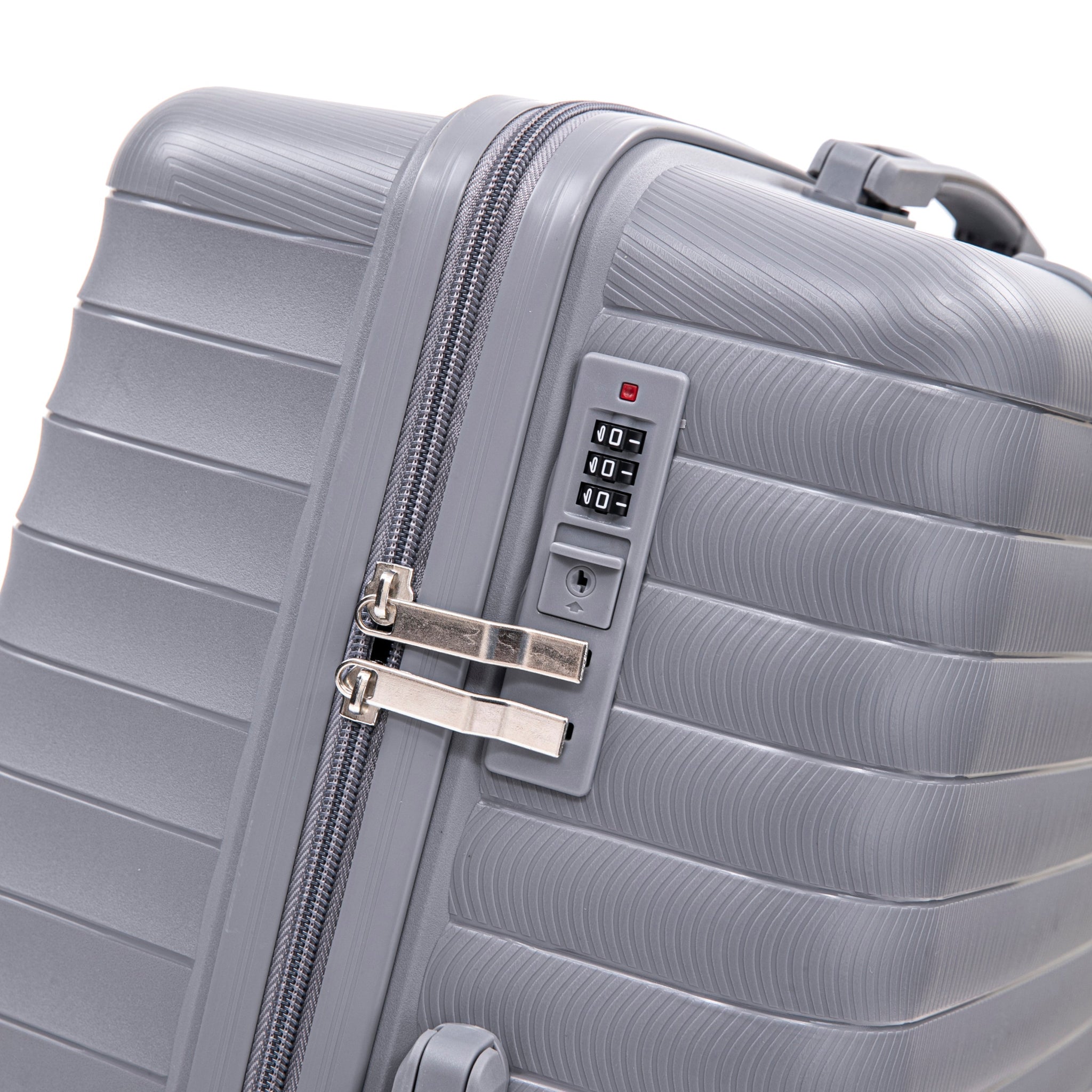 4-Piece PP Spinner Wheel Luggage Set with Cosmetic Case, Light Gray by HouseOfZazla