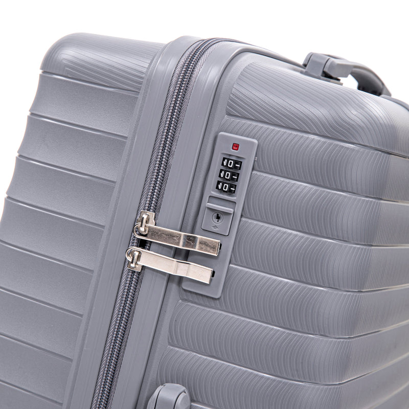 4-Piece PP Spinner Wheel Luggage Set with Cosmetic Case, Light Gray by HouseOfZazla