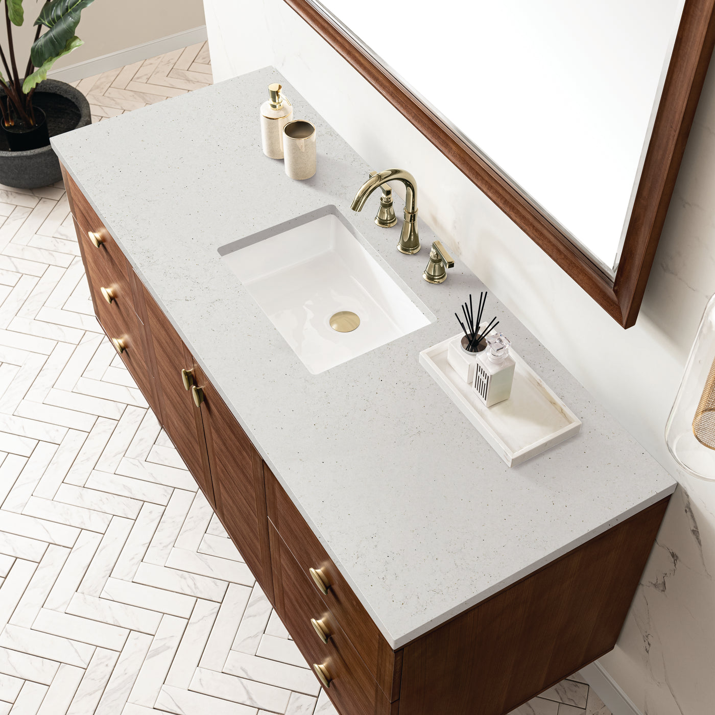 James Martin Amberly 60" Dual Mount Single Bathroom Vanity, Mid-Century Walnut, view 37