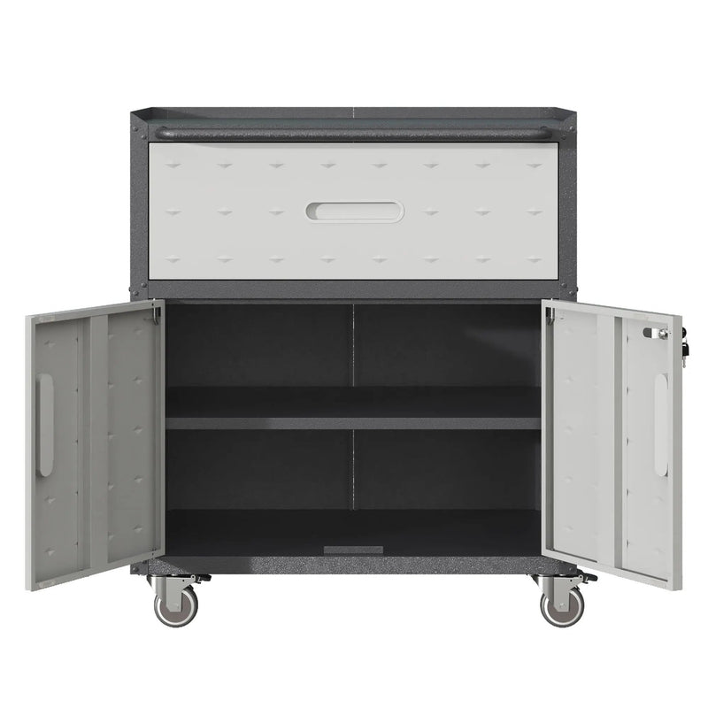 Sturdy And Durable Metal Tool Cabinet For Garage With Wheels Mobile Heavy Duty Storage Cabinet With 1 Drawer And 2 Locking Doors by HouseOfZazla