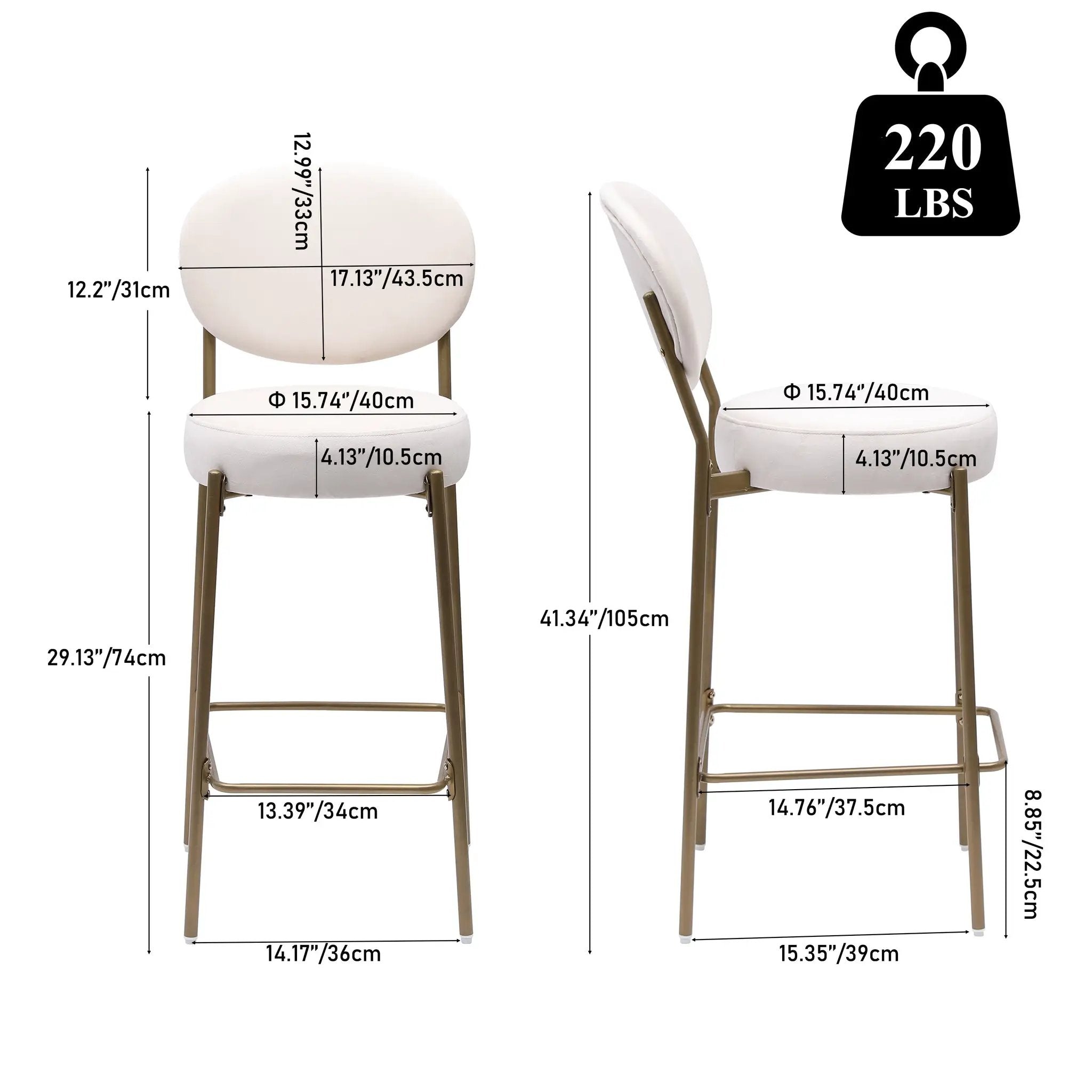 29'' Upholstered Velvet Bar Stools with Backrest & Footrest - Set of 2 by HouseOfZazla