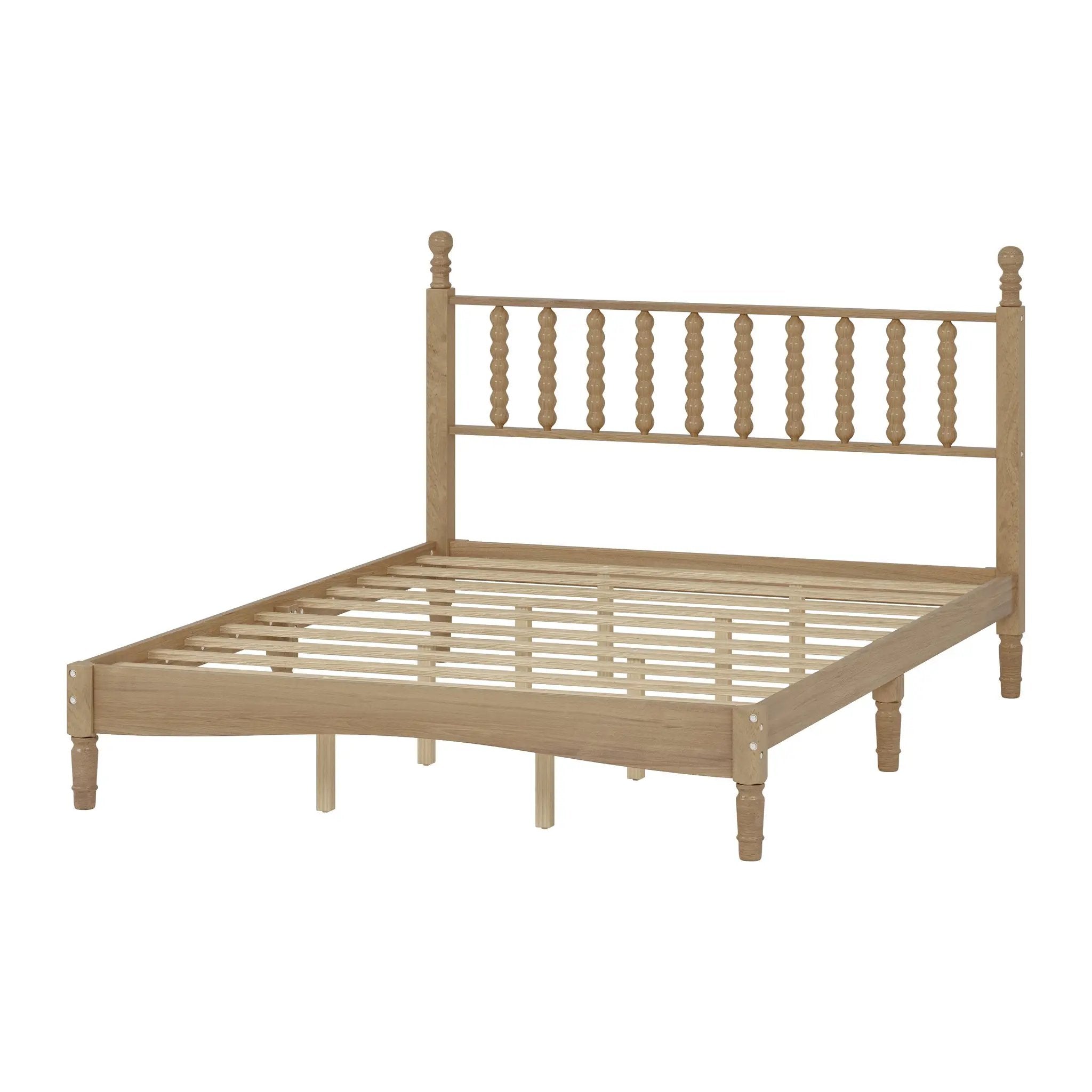Queen Size Wood Platform Bed with Gourd Shaped Headboard by HouseOfZazla