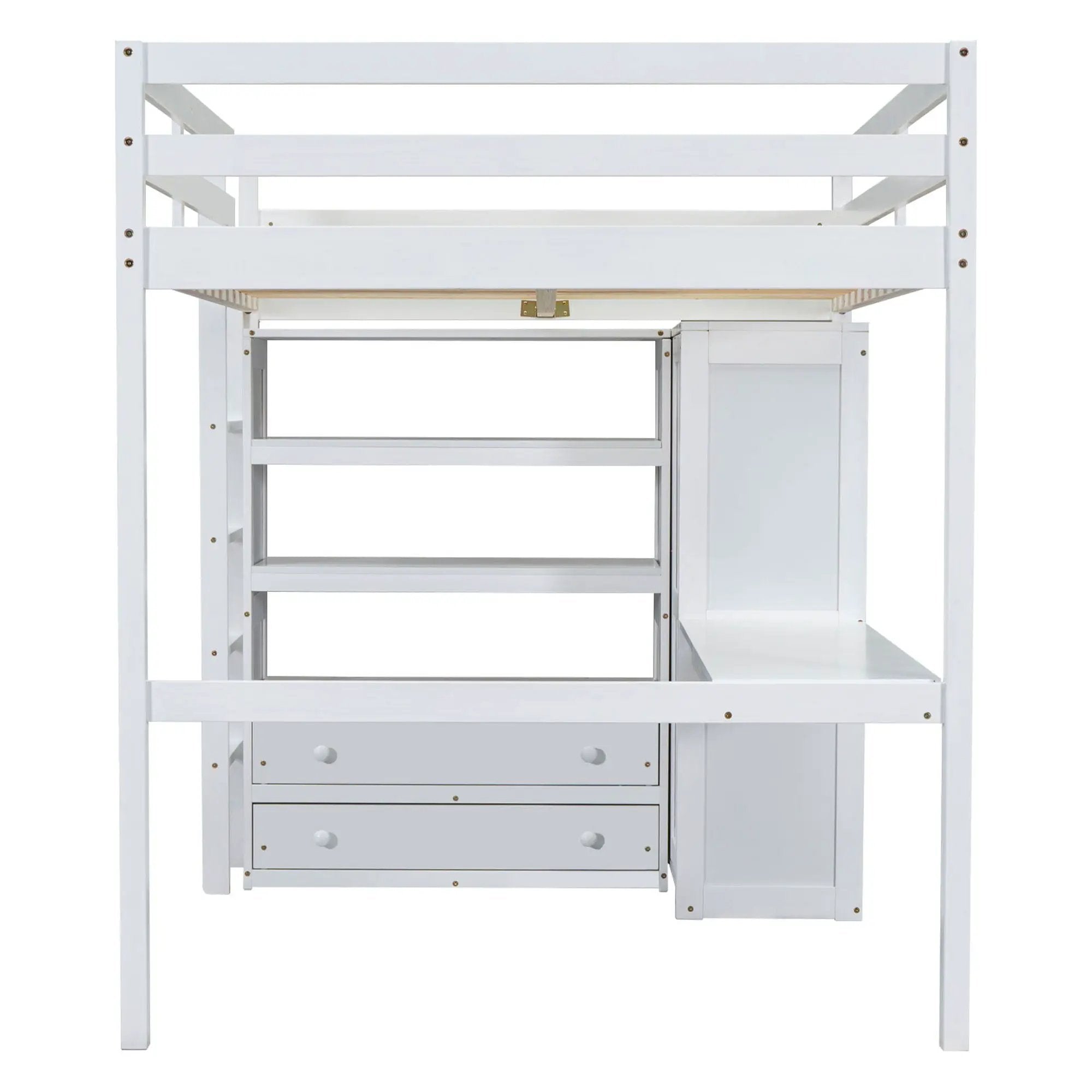 Loft Bed With Built In Wardrobe, Desk, Shelves And Drawers