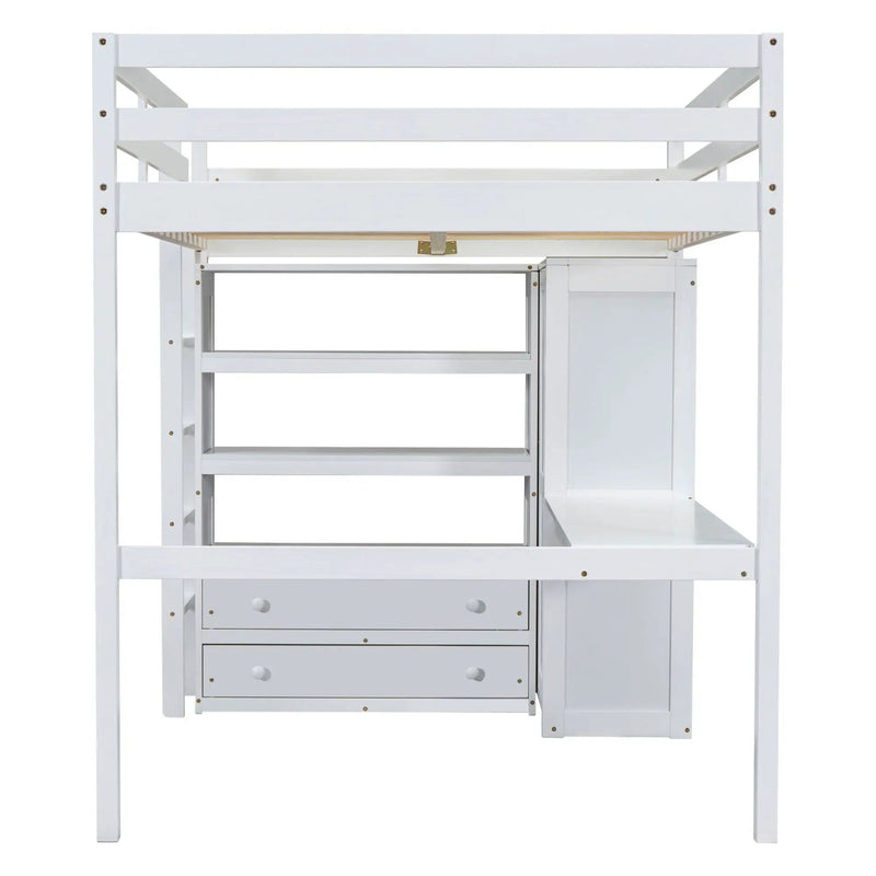 Loft Bed With Built In Wardrobe, Desk, Shelves And Drawers