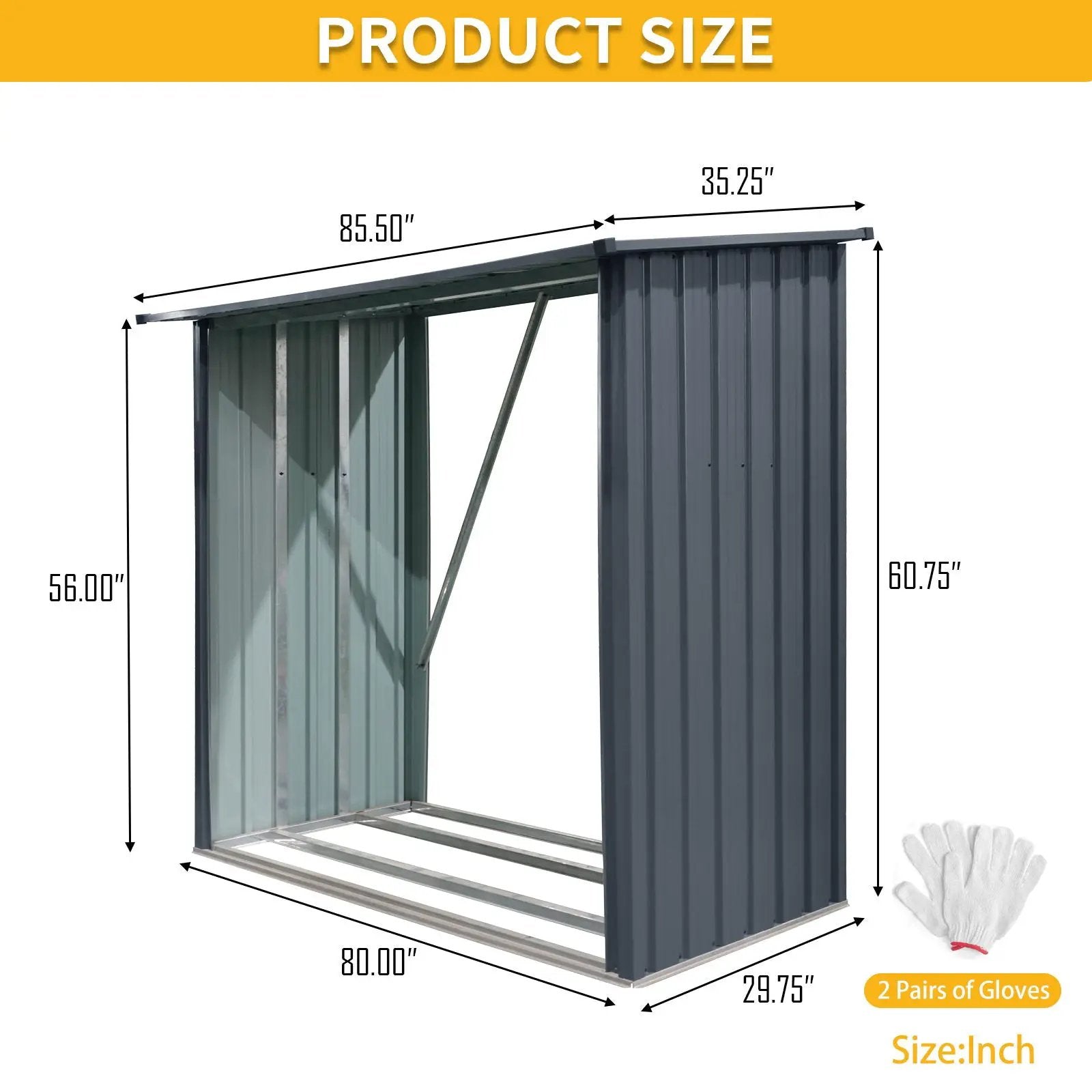 Outdoor Steel Firewood Rack, Open Wood Shed With Sloped Roof For Firewood, Pellet, Or Lumber Storage - Black by HouseOfZazla
