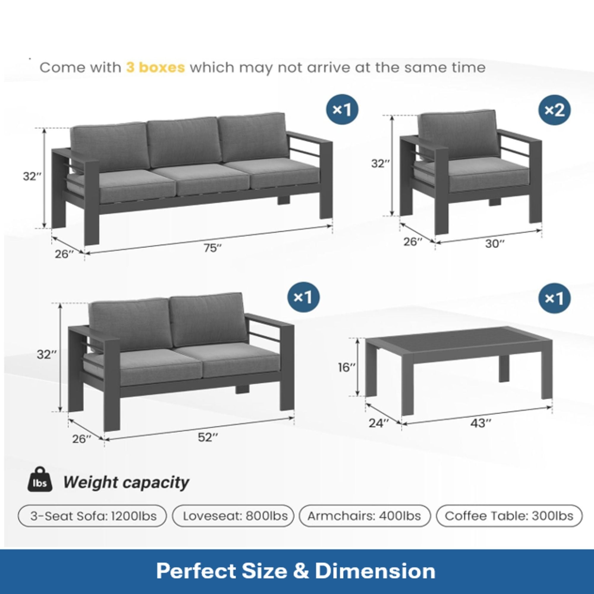Outdoor Patio Set, All-Weather With Thick Cushions by HouseOfZazla