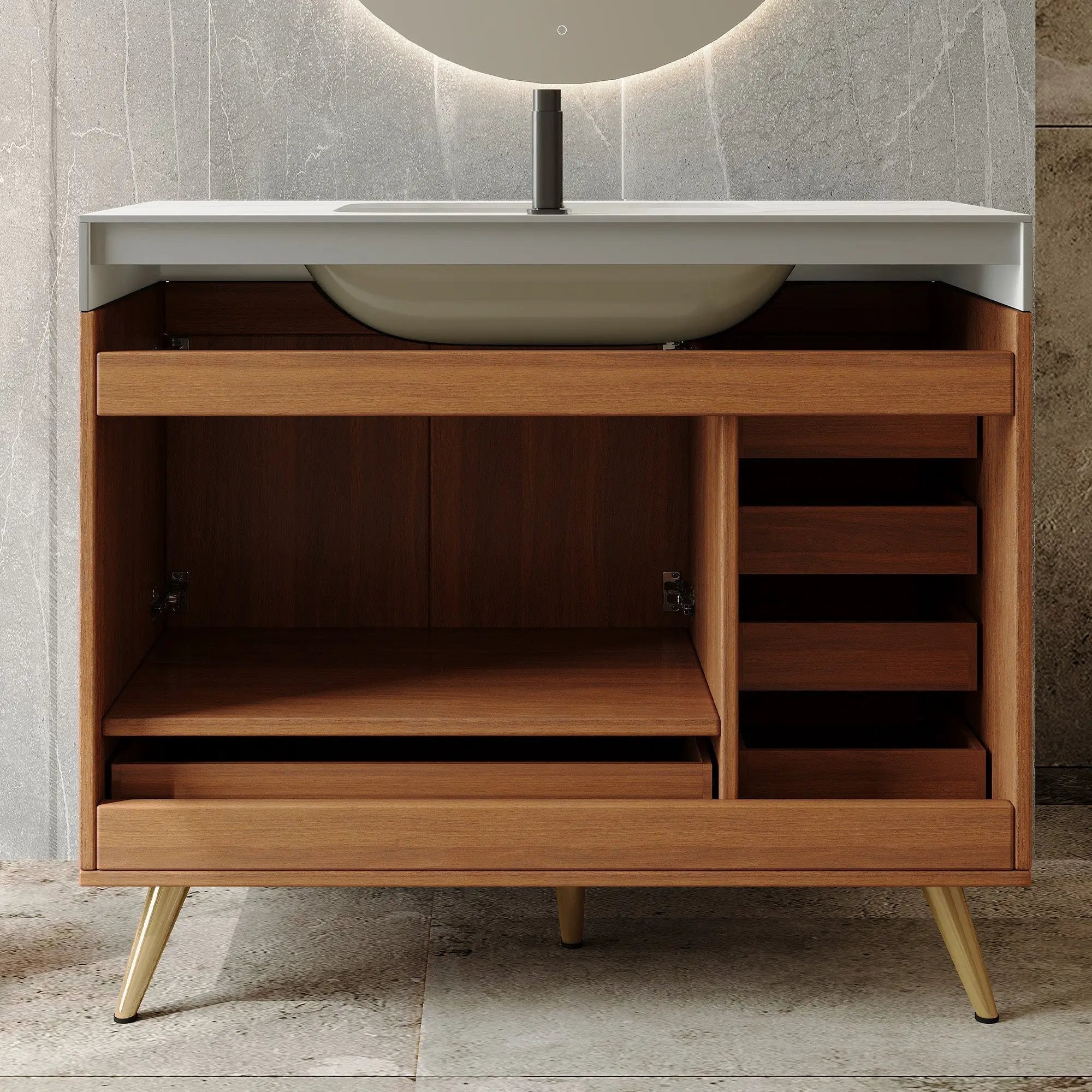 36" Freestanding Bathroom Vanity with Faux Marble Top by HouseOfZazla