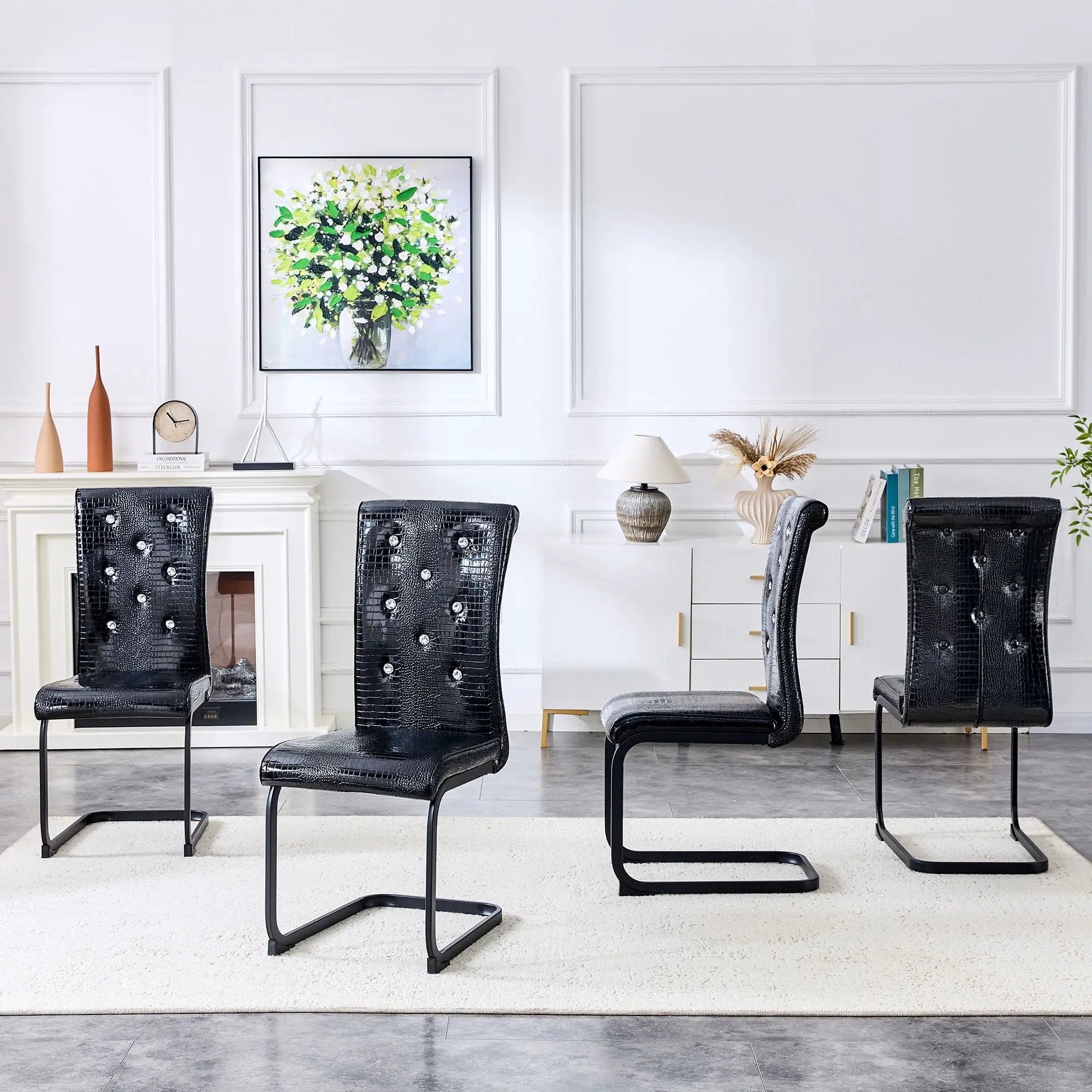 Alligator Skin Upholstered Dining Chairs by Unique Piece Furniture