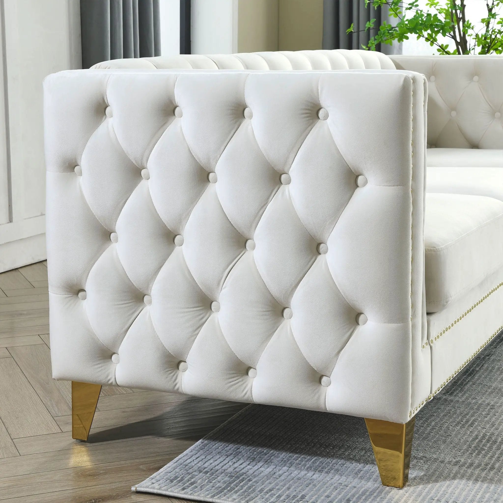 Upholstered Couch Sofa With Button Tufting For Living Room by HouseOfZazla
