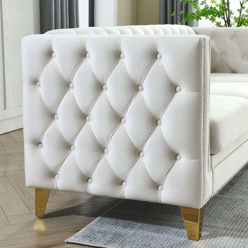 Upholstered Couch Sofa With Button Tufting For Living Room by HouseOfZazla