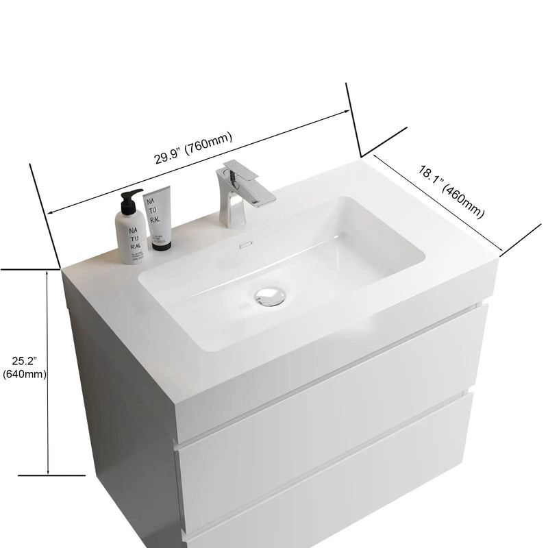 Alice - Bathroom Vanity With Large Storage, Sink Wall Mounted Floating Bathroom Vanity For Modern Bathroom, One-Piece Sink Basin Without Drain And Faucet by Unique Piece Furniture