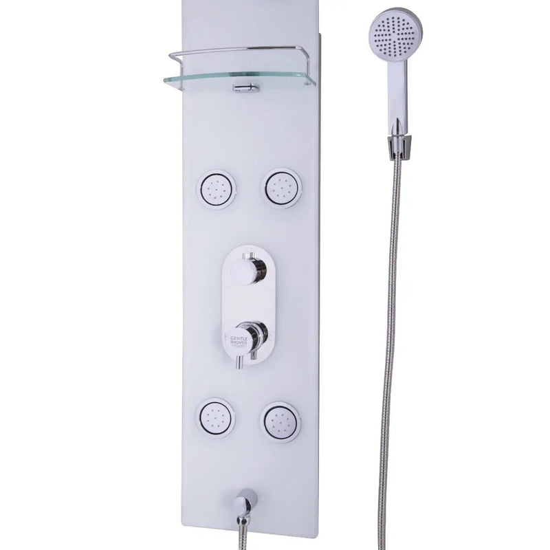 55 Inch Tempered Glass Shower Panel with Massage Jets Hand Shower by DirectDeals