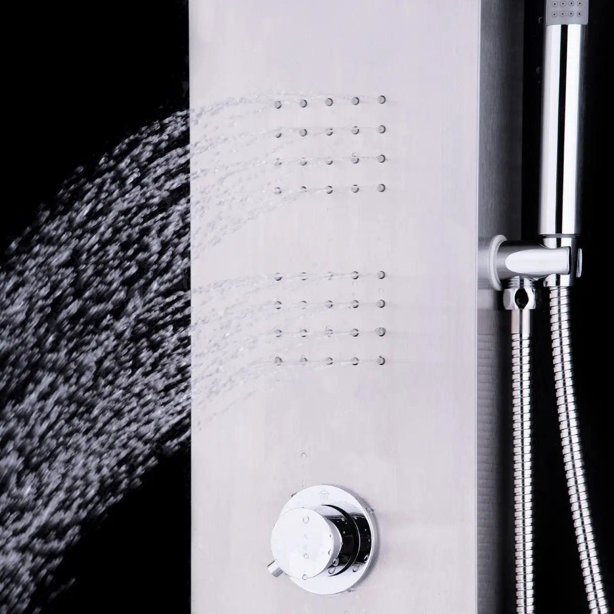 55 Inch Brushed Stainless Steel Shower Panel Rainfall Waterfall by DirectDeals