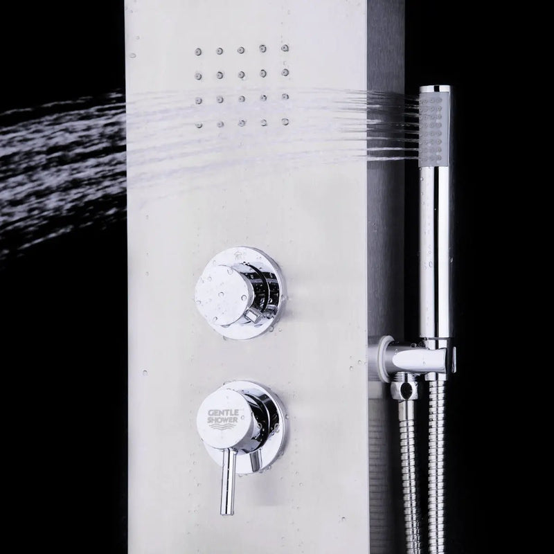 59” Stainless Steel Shower Panel with Massage Jets and Hand Shower by DirectDeals