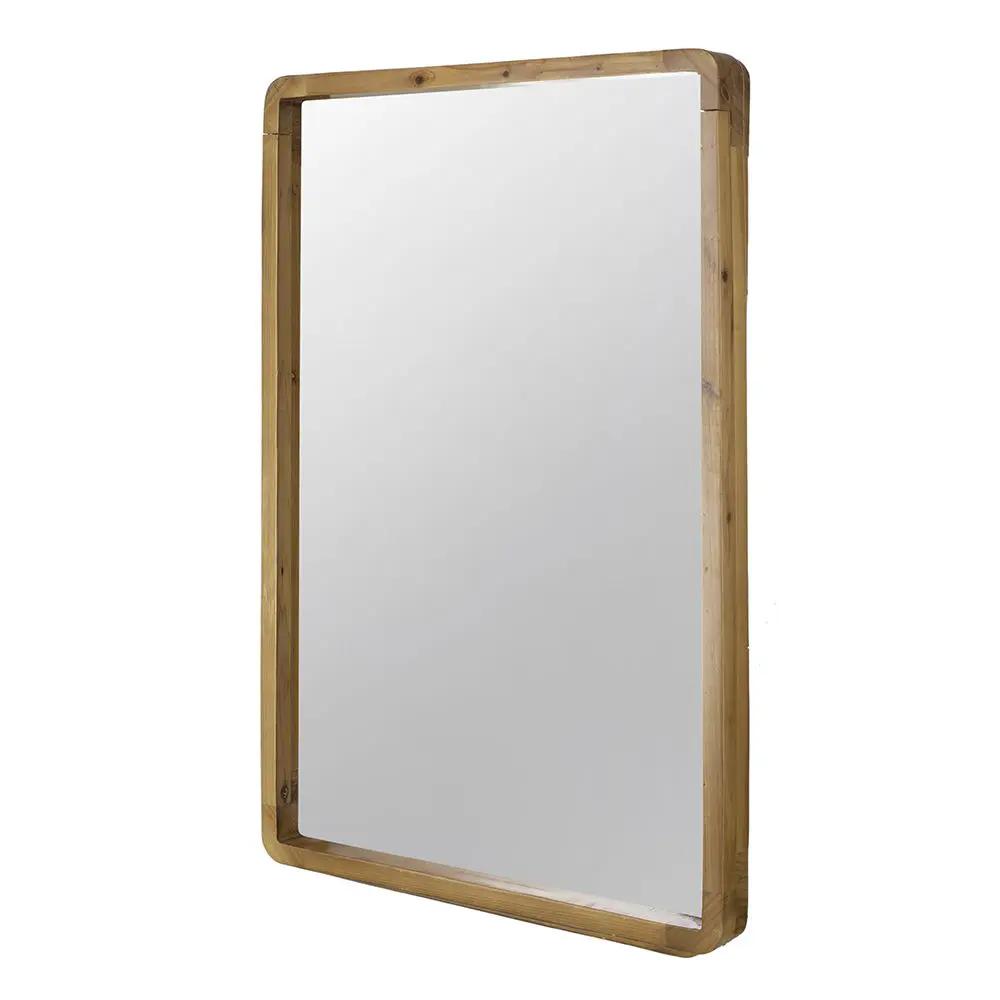 Rectangle Wood Mirror, Farmhouse Wall Decor For Living Room Bedroom Entryway - Brown by HouseOfZazla