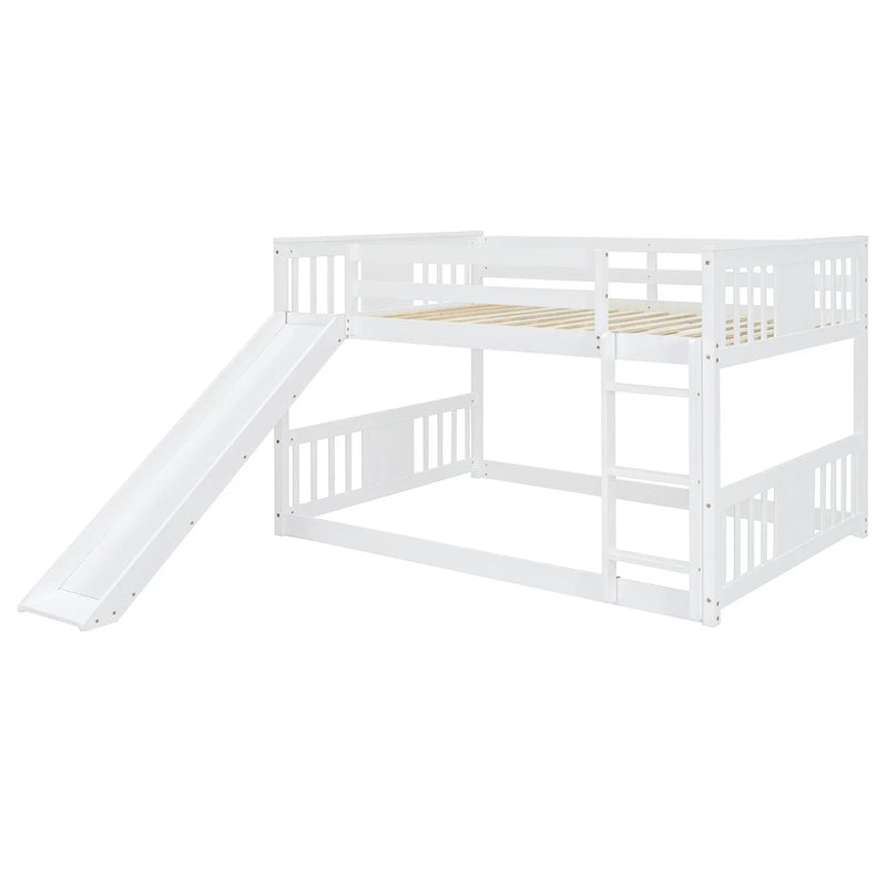 Full Over Full Bunk Bed With Ladder With Slide - White by Unique Piece Furniture