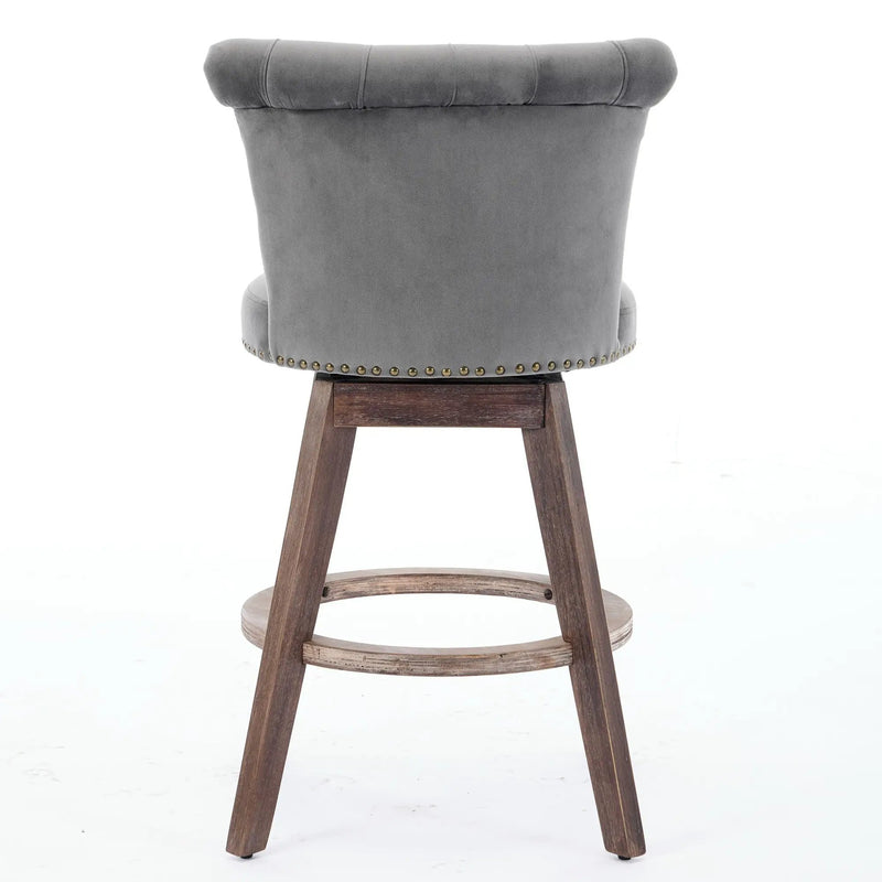 26" Counter Height Bar Stools Set of 2 with 360° Swivel and Velvet Upholstery by HouseOfZazla