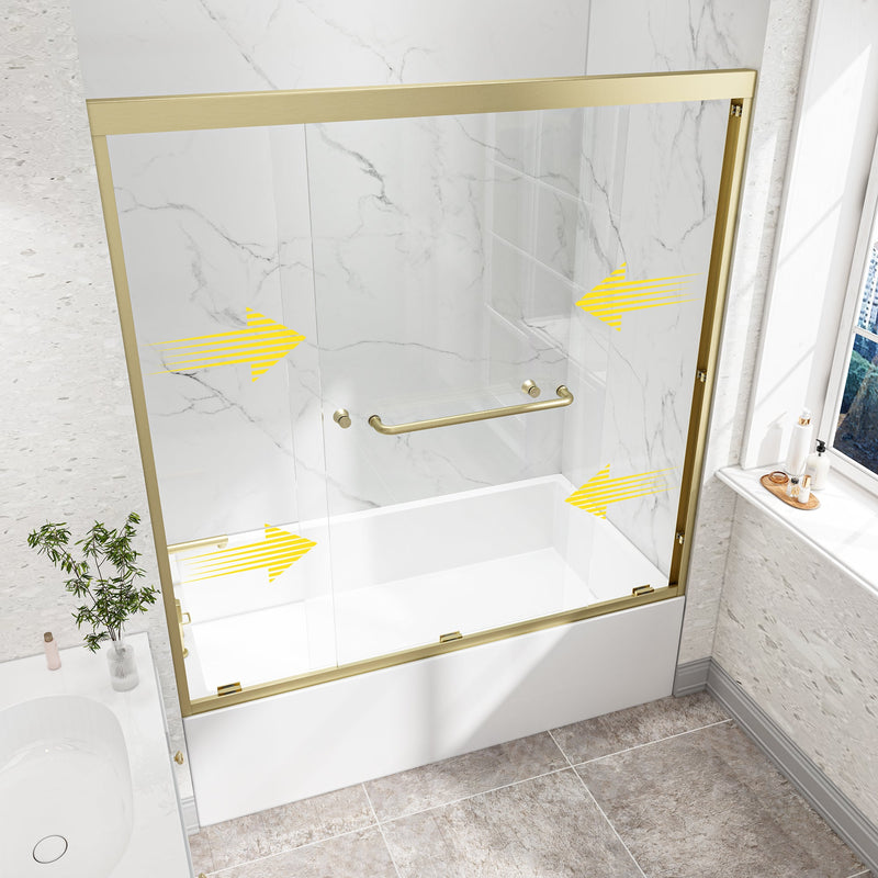 55"-60" W x 60" H Brushed Shower Door by HouseOfZazla