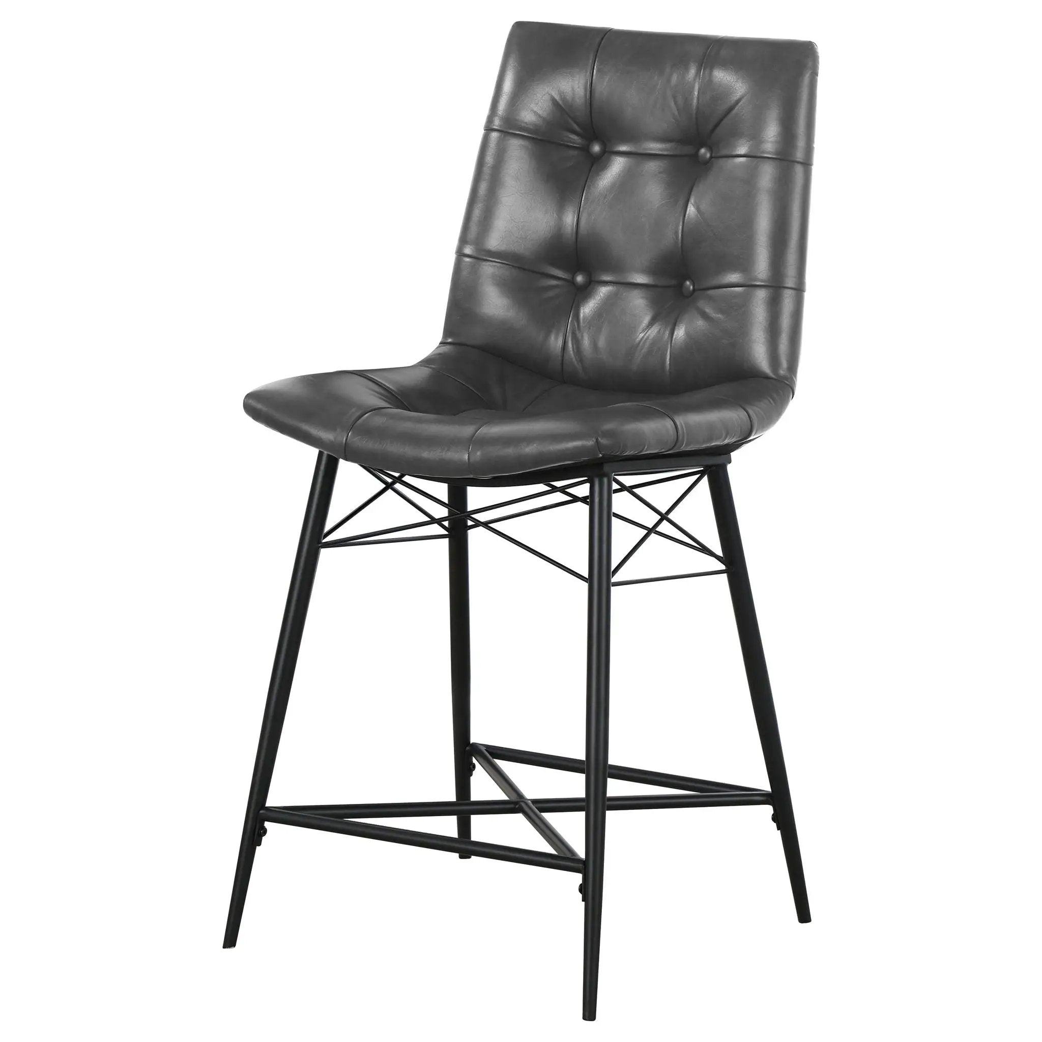 Aiken Upholstered Tufted Counter Chair Charcoal (Set of 2) by Unique Piece Furniture