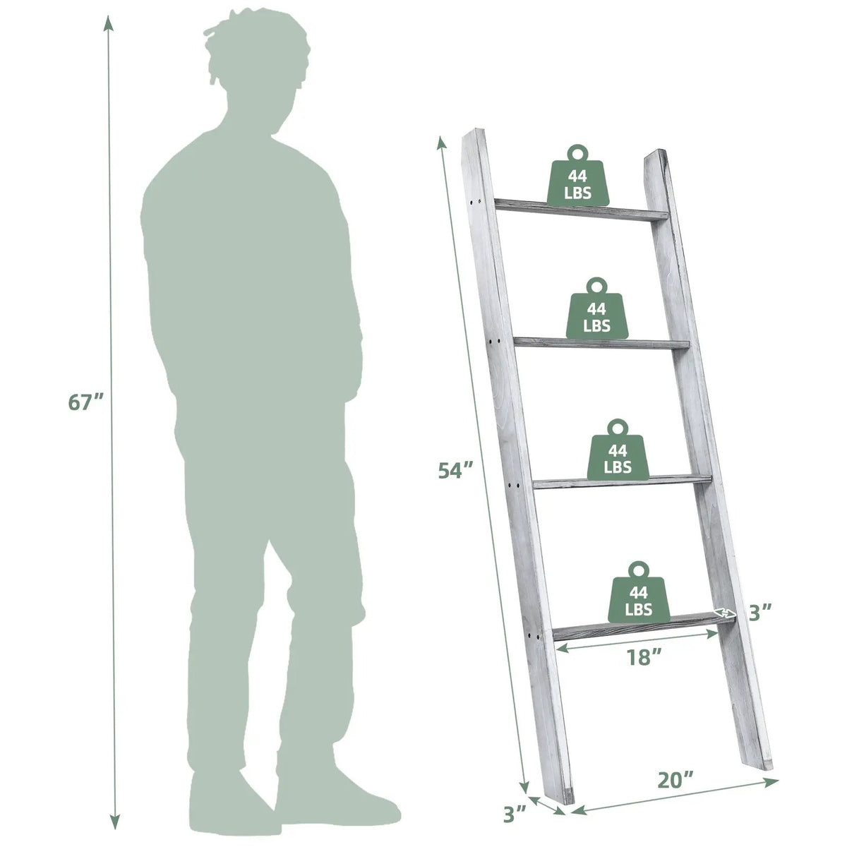 4-Tier Wall Leaning Ladder Shelf Stand, photo 4 of 9