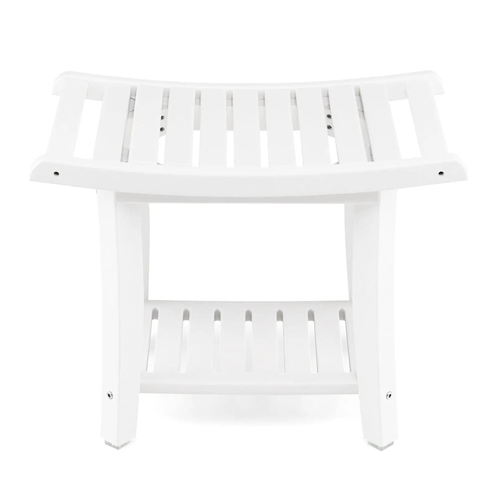 Waterproof Bath Stool with Curved Seat and Storage Shelf by DirectDeals