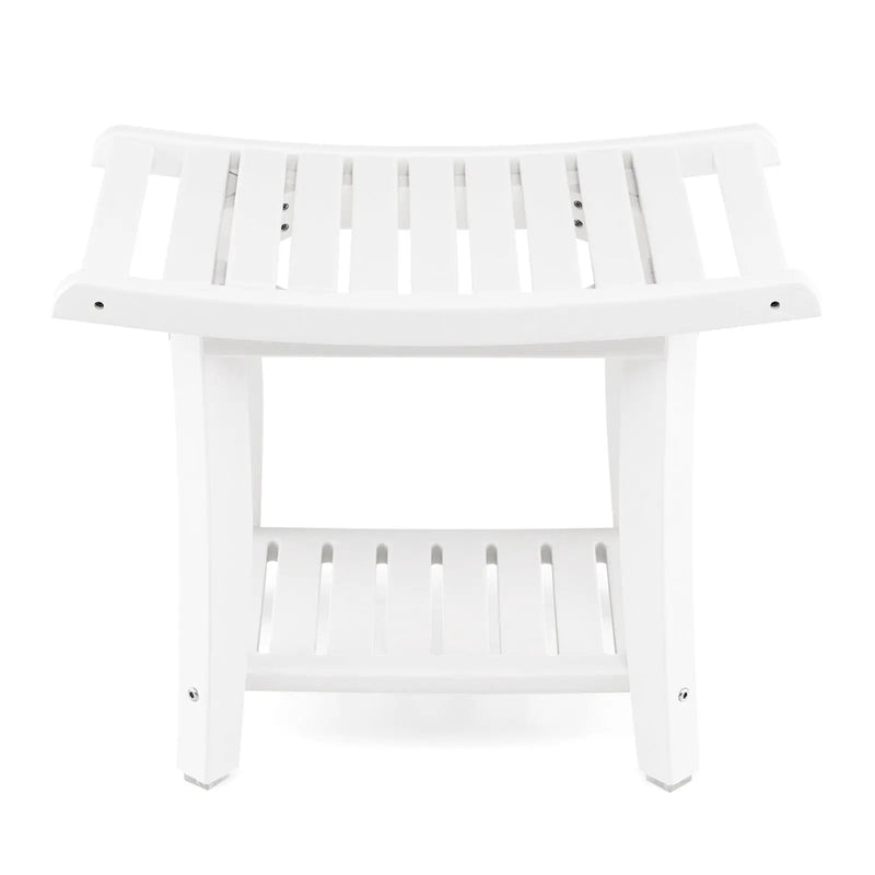 Waterproof Bath Stool with Curved Seat and Storage Shelf by DirectDeals