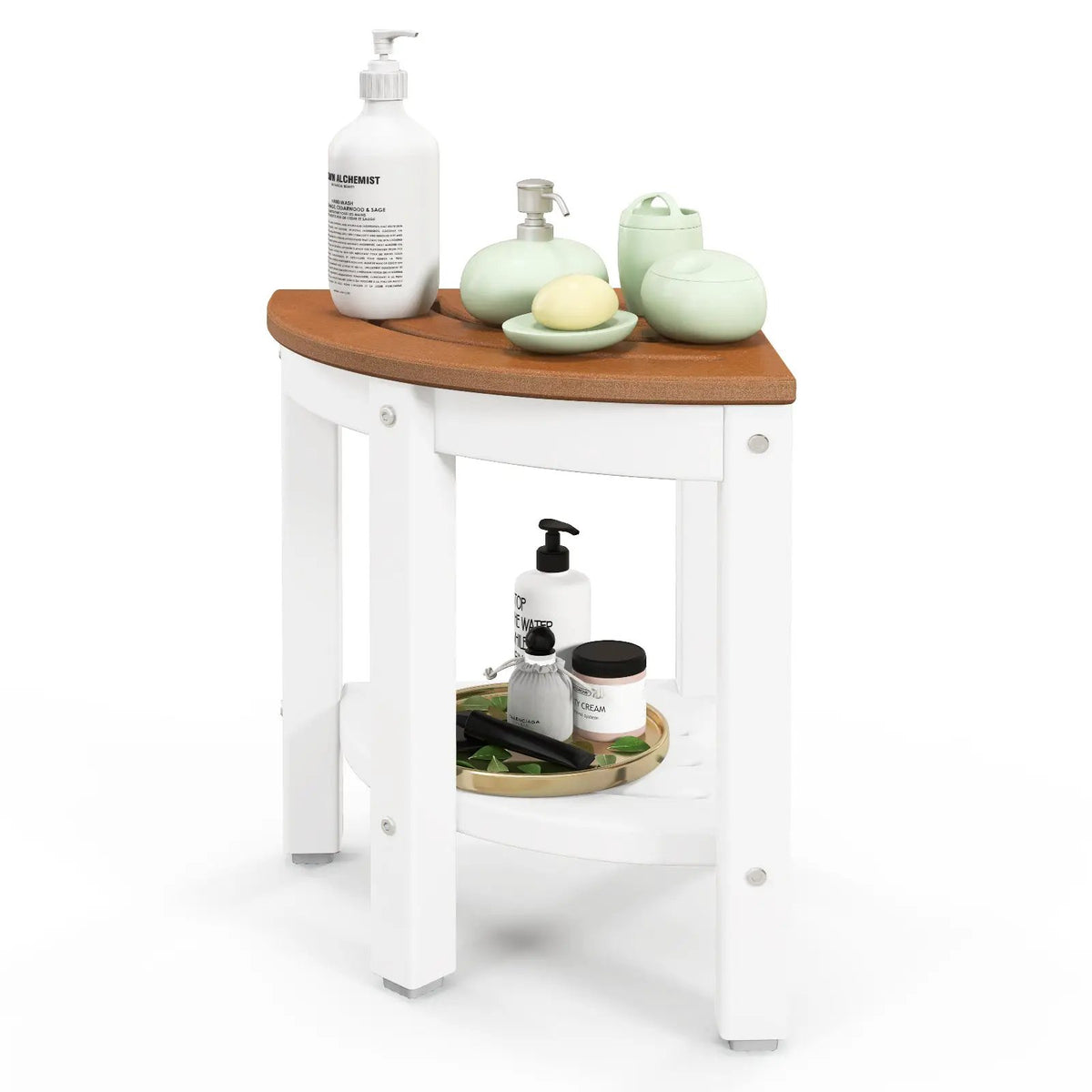 Heavy Duty Corner Shower Bench Stool with Storage Shelf for Shaving Legs, photo 4 of 9