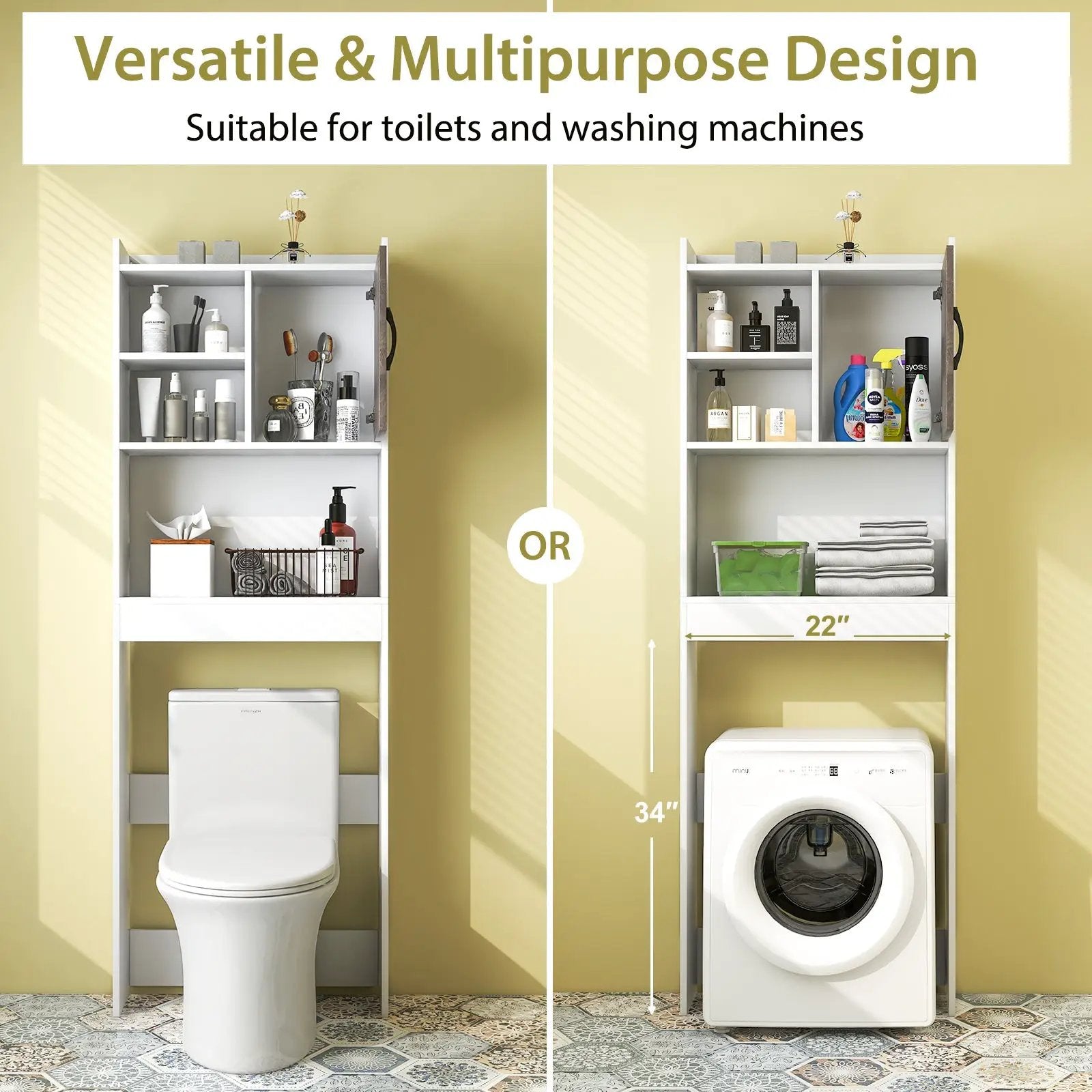 4-Tier Space-saving Toilet Sorage Cabinet with Open Shelves by DirectDeals