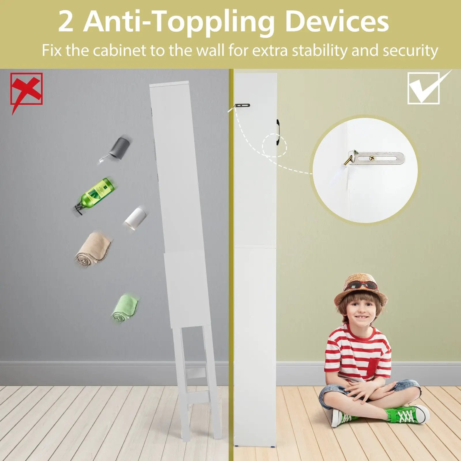 4-Tier Space-saving Toilet Sorage Cabinet with Open Shelves by DirectDeals