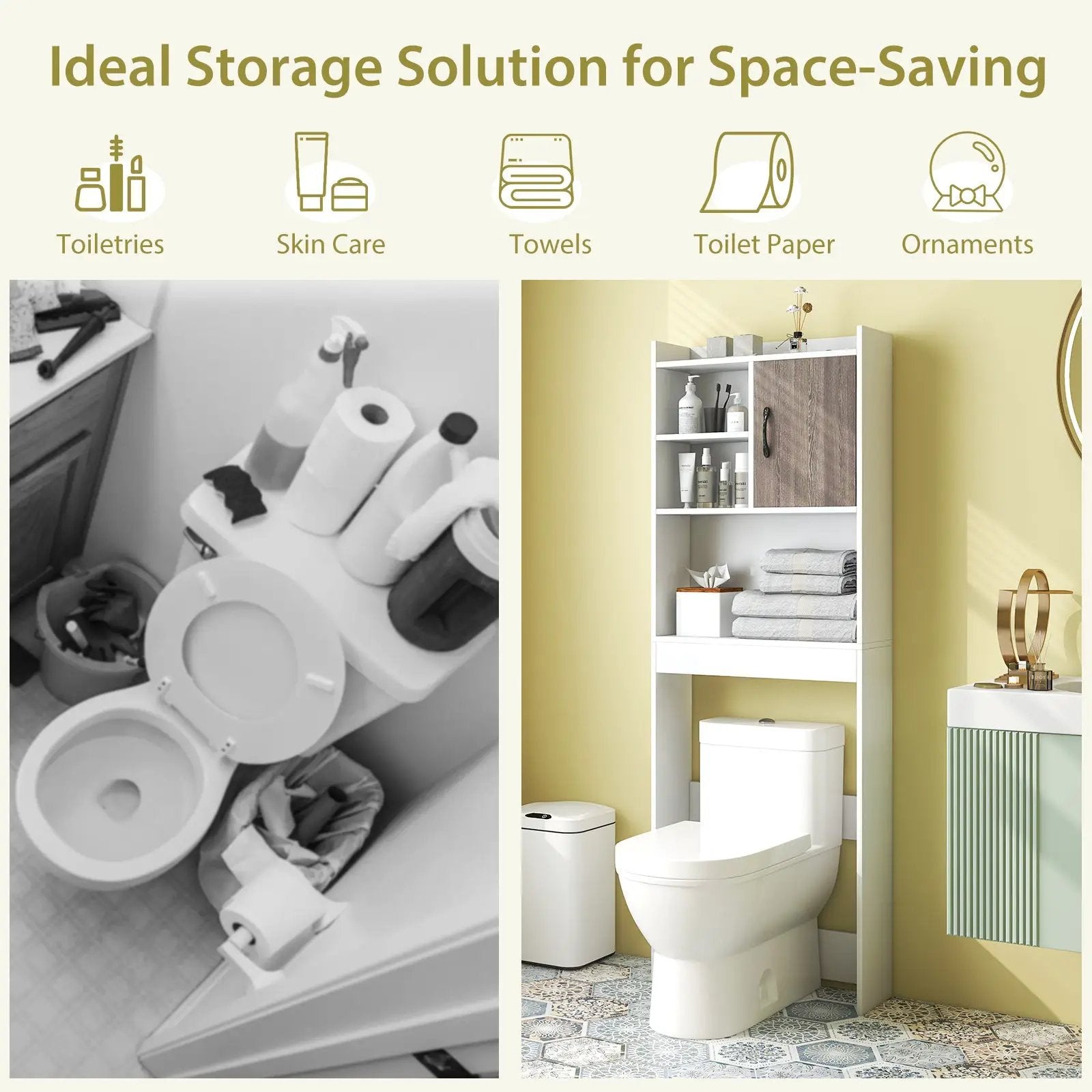 4-Tier Space-saving Toilet Sorage Cabinet with Open Shelves by DirectDeals