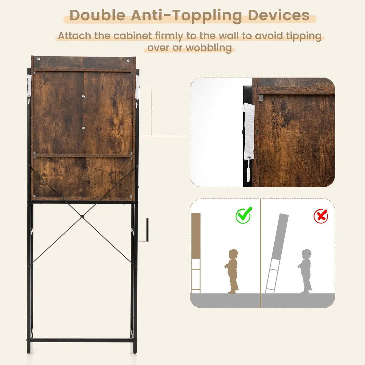 4-Tier Multifunctional Toilet Sorage Cabinet with Adjustable Shelf and Sliding Barn Door, photo 10 of 24