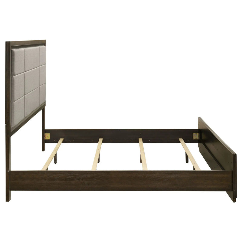 Atlas 63-inch California King Upholstered Panel Bed Grey and Dark Oak by Unique Piece Furniture