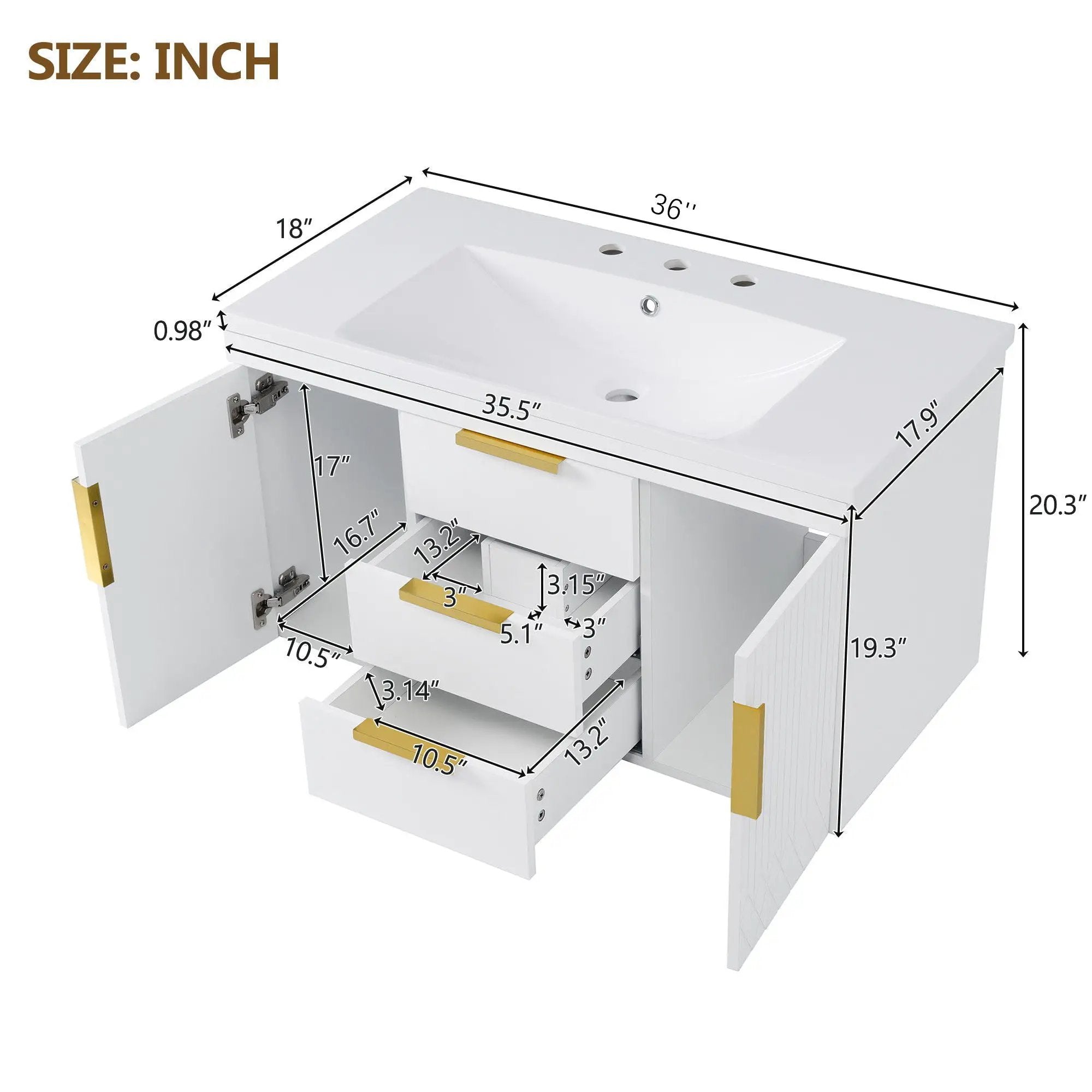 Wall Mounted Bathroom Vanity With Sink and Floating Storage Cabinet by HouseOfZazla