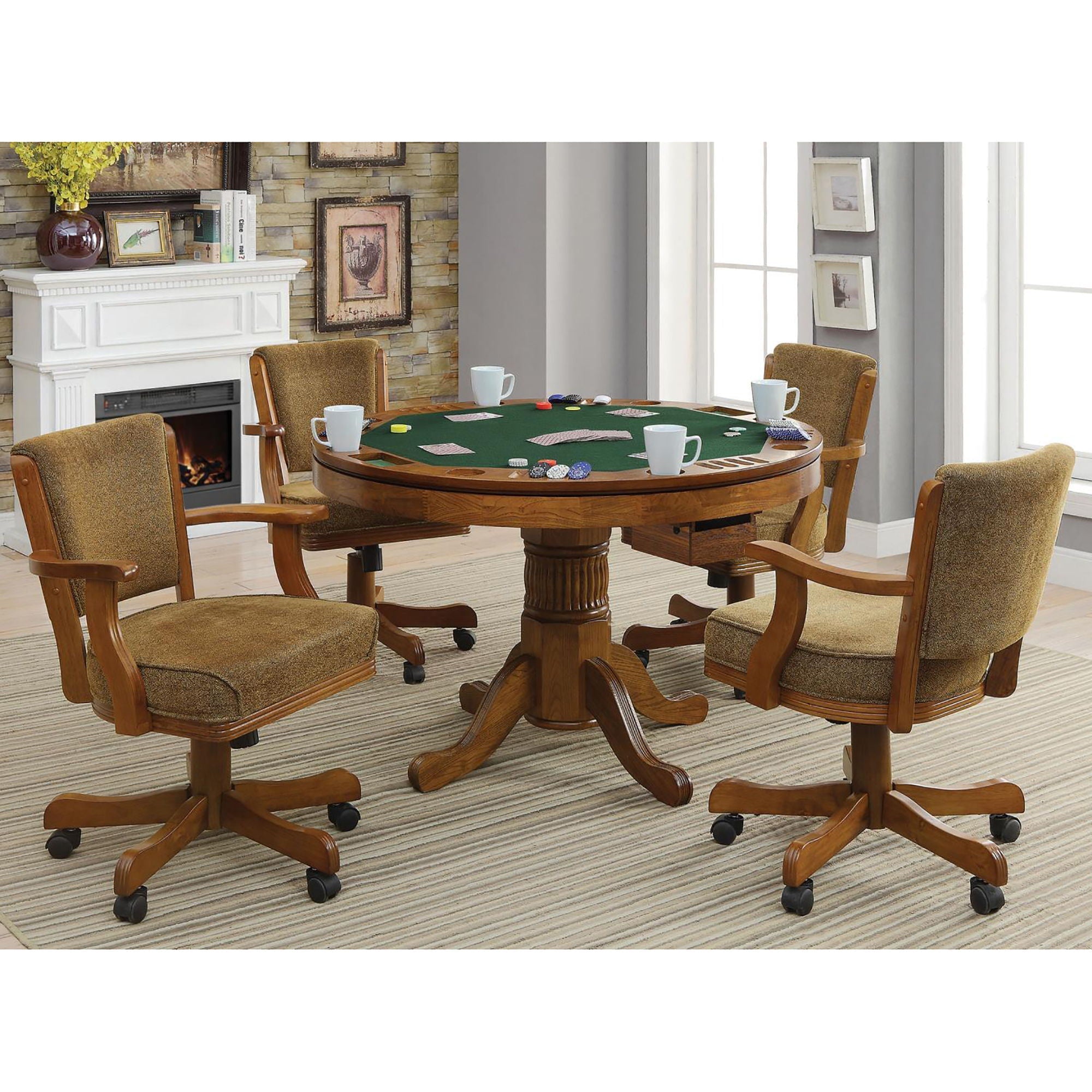 Upholstered Game Chair & Casters - Brown by HouseOfZazla