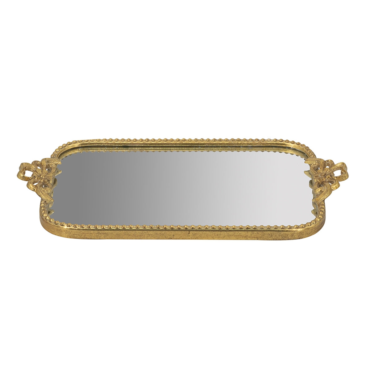 Ornate Gold Accent Tray with Mirrored Surface by HouseOfZazla