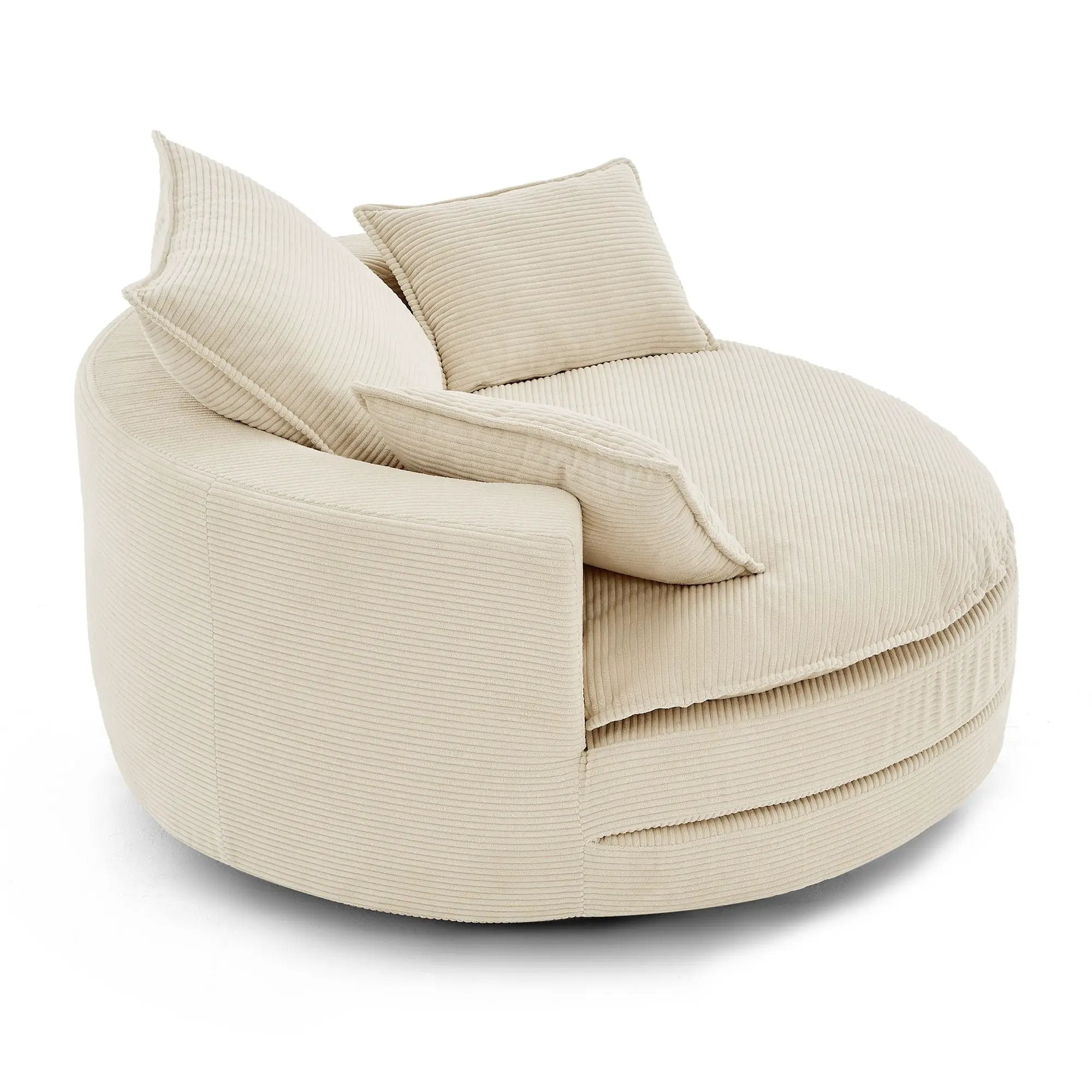 360° Swivel Accent Barrel Chair With Dual Layer Cushion And 3 Removable Pillows by HouseOfZazla