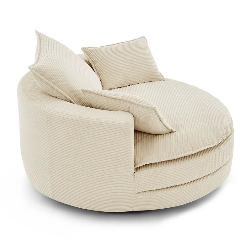 360° Swivel Accent Barrel Chair With Dual Layer Cushion And 3 Removable Pillows by HouseOfZazla
