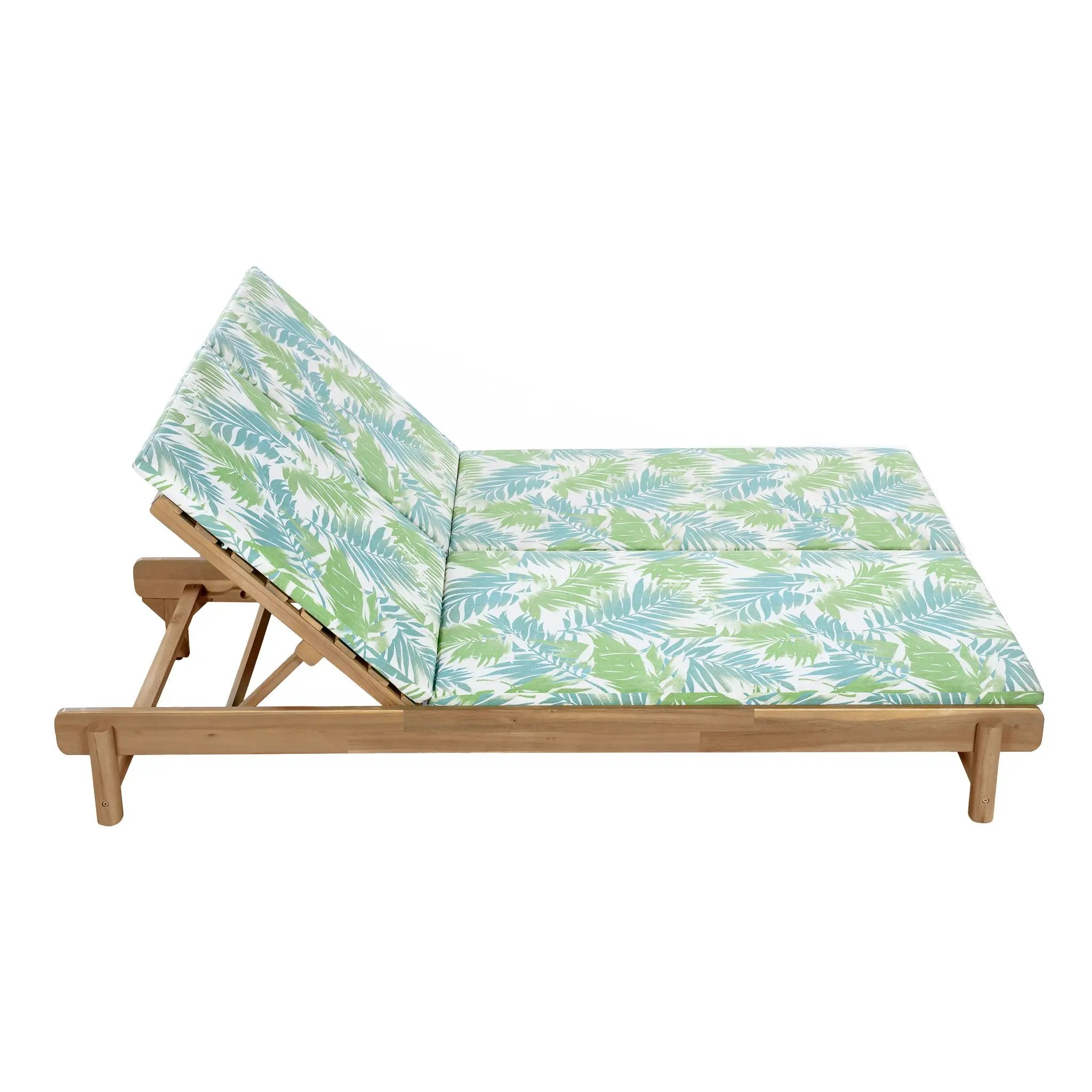 Light Teak Acacia Wood Double Chaise Lounger Set by HouseOfZazla